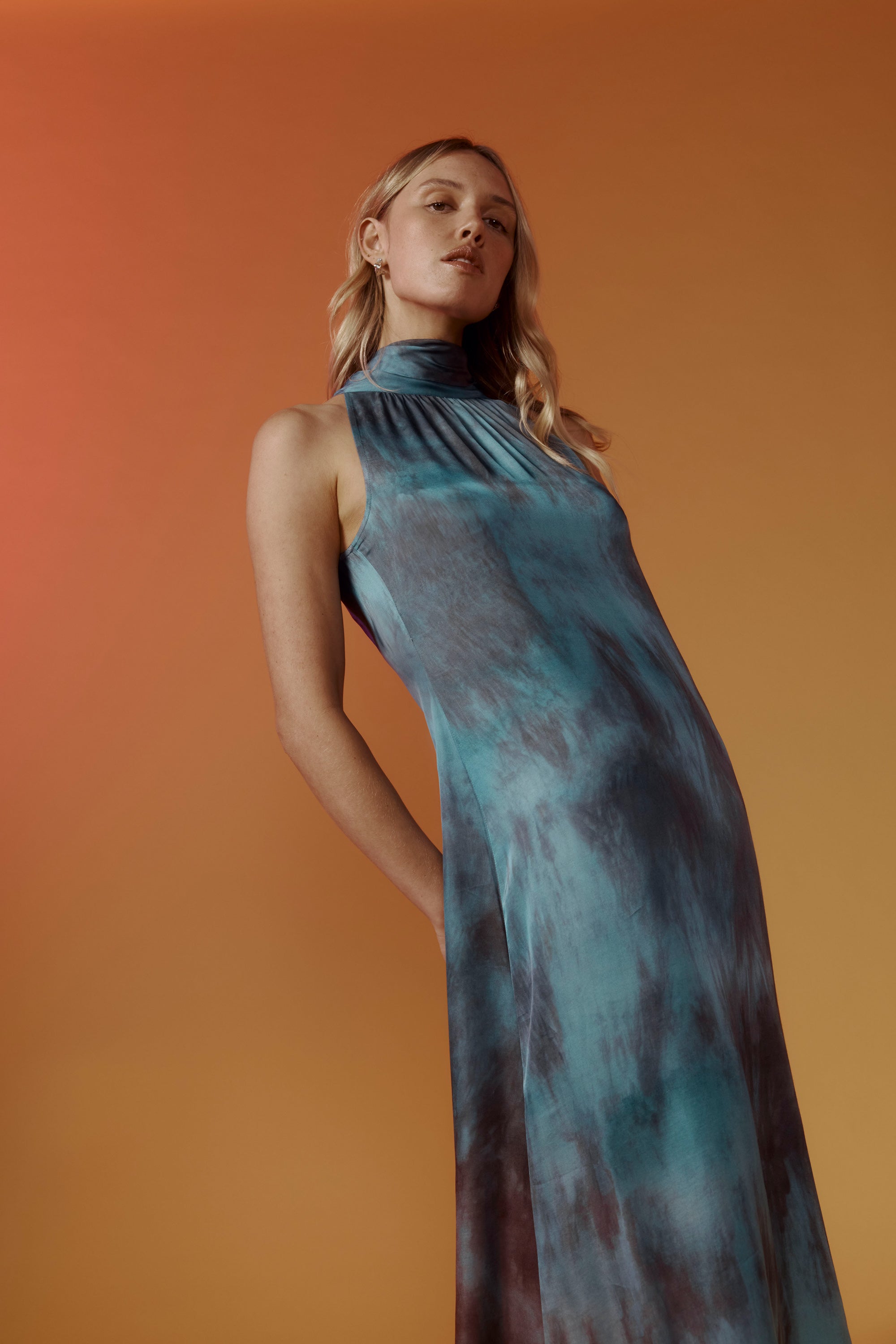 Shop Elizabeth Halter Neck Maxi Dress (St Tropez Tie Dye) Max