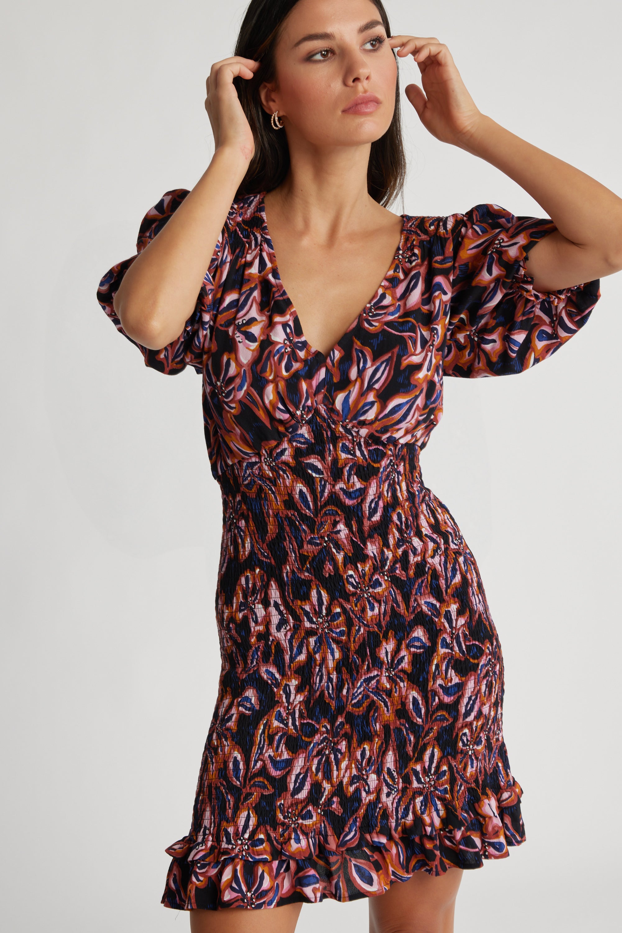 Shop Lillian Shirred Dress (Salvador Sunset) | Max