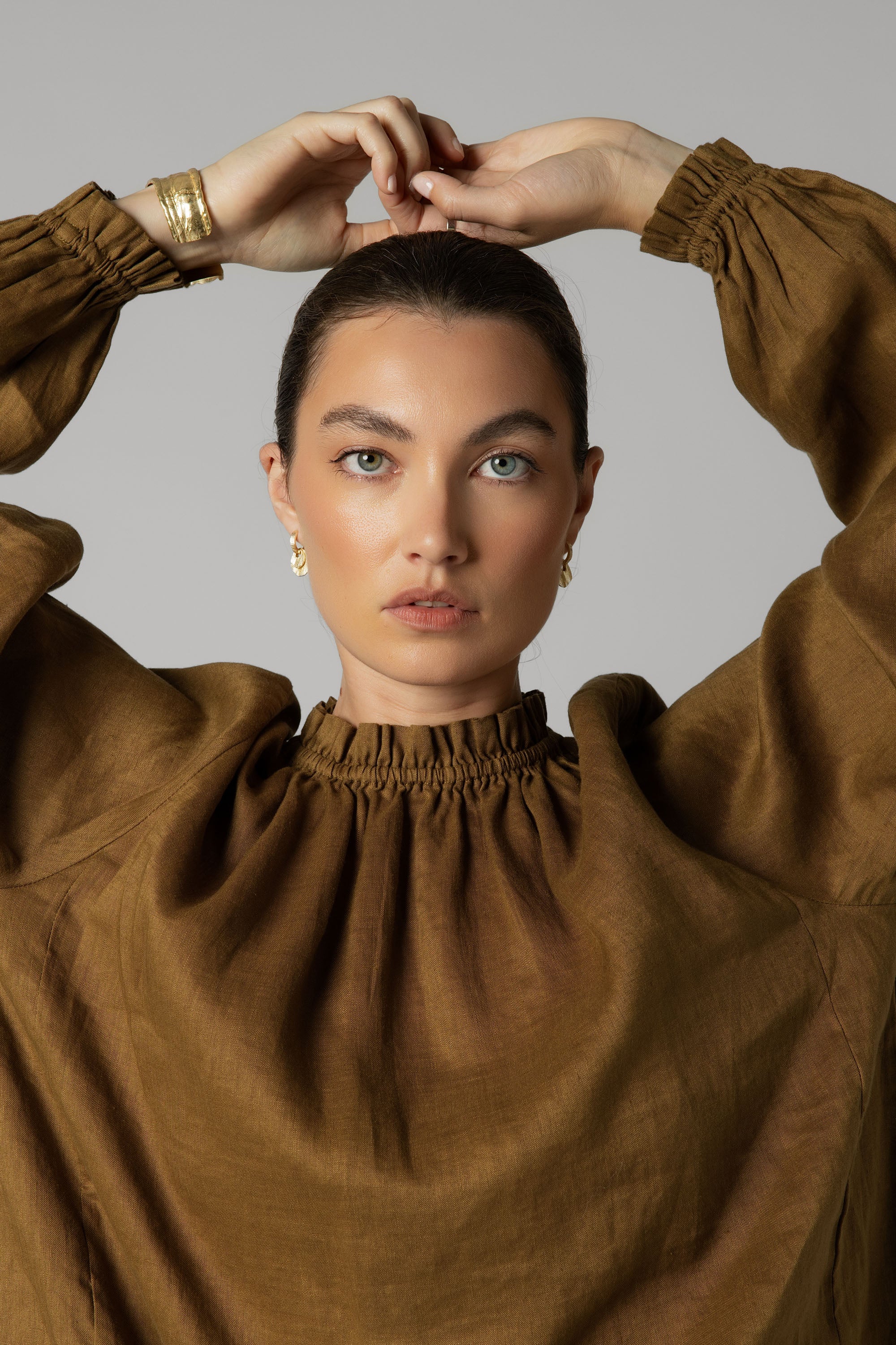 Shop The Frill Detail LS Blouse (Tarnished Gold) | Max