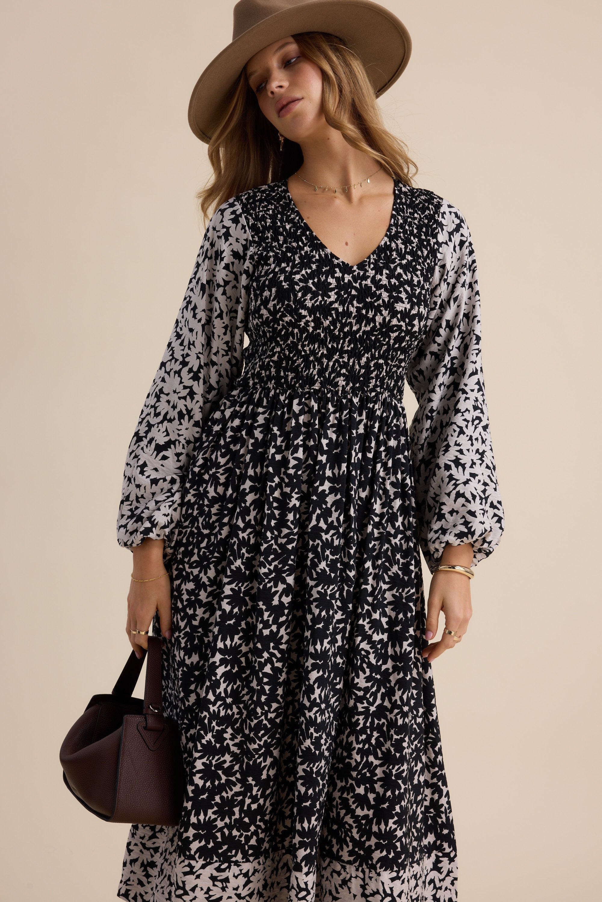 Shop Camille Shirred Bodice Dress (Mixed Mono) | Max