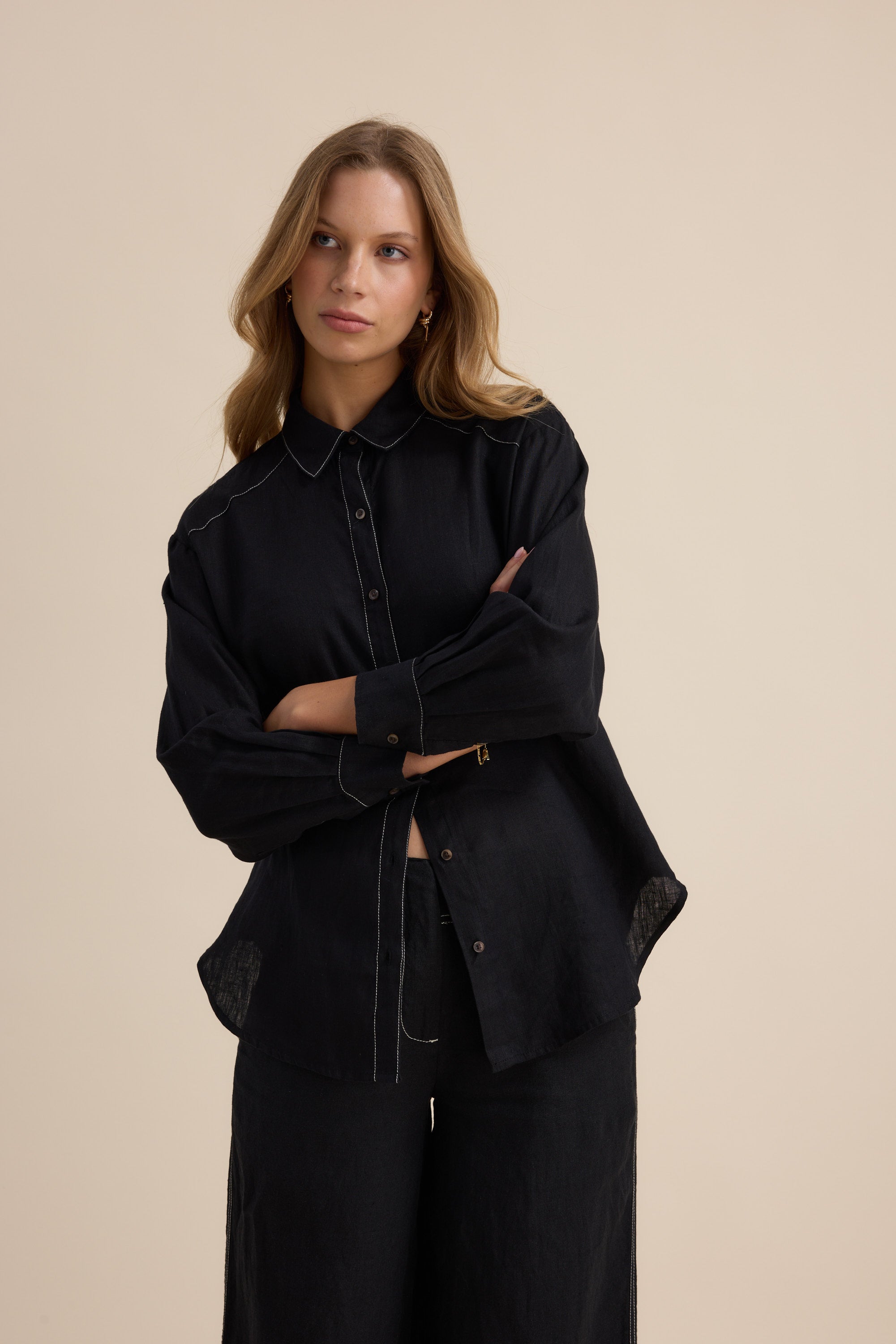 The Contrast Stitch Linen Shirt