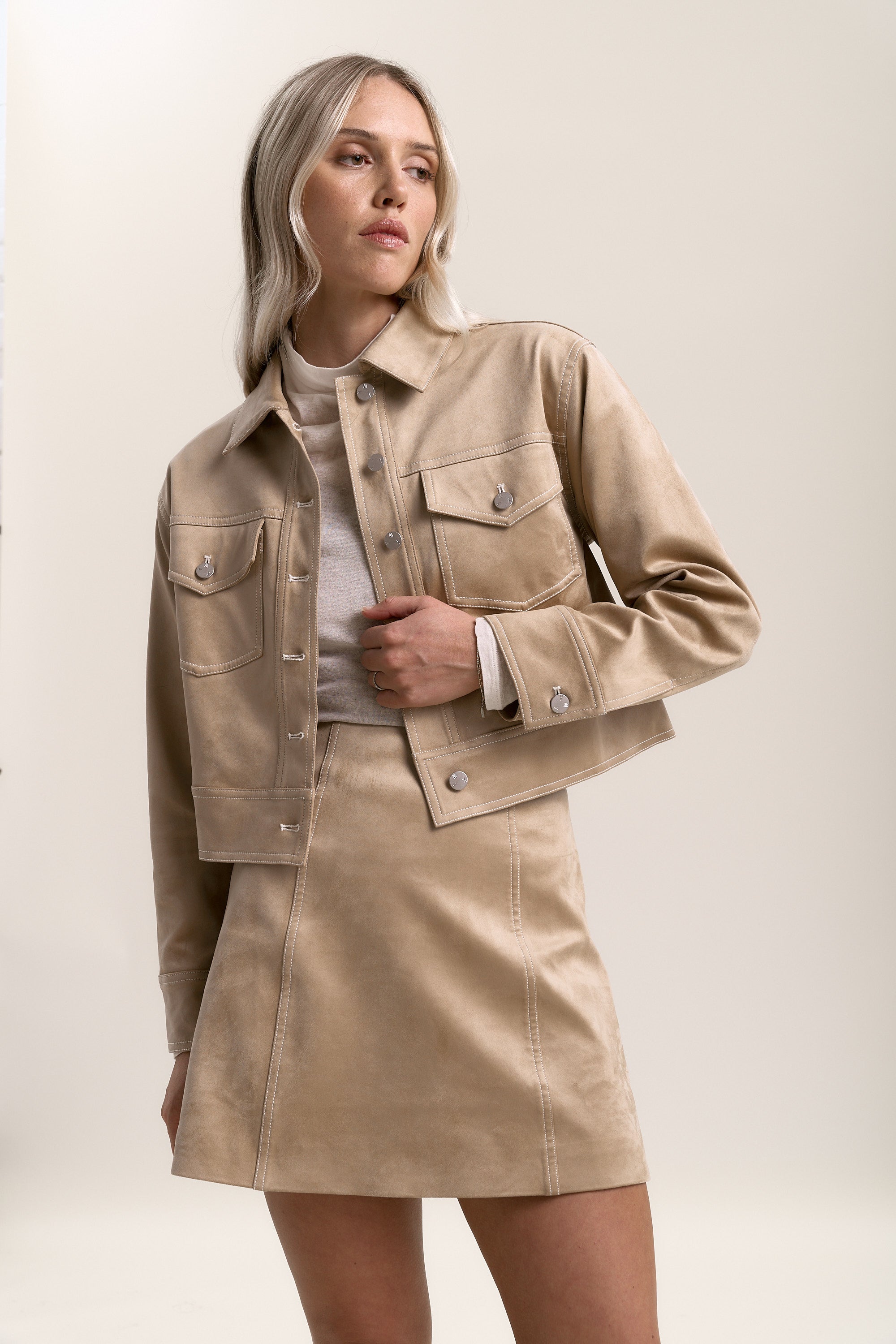 Sabrina Suedette Pocket Detail Jacket