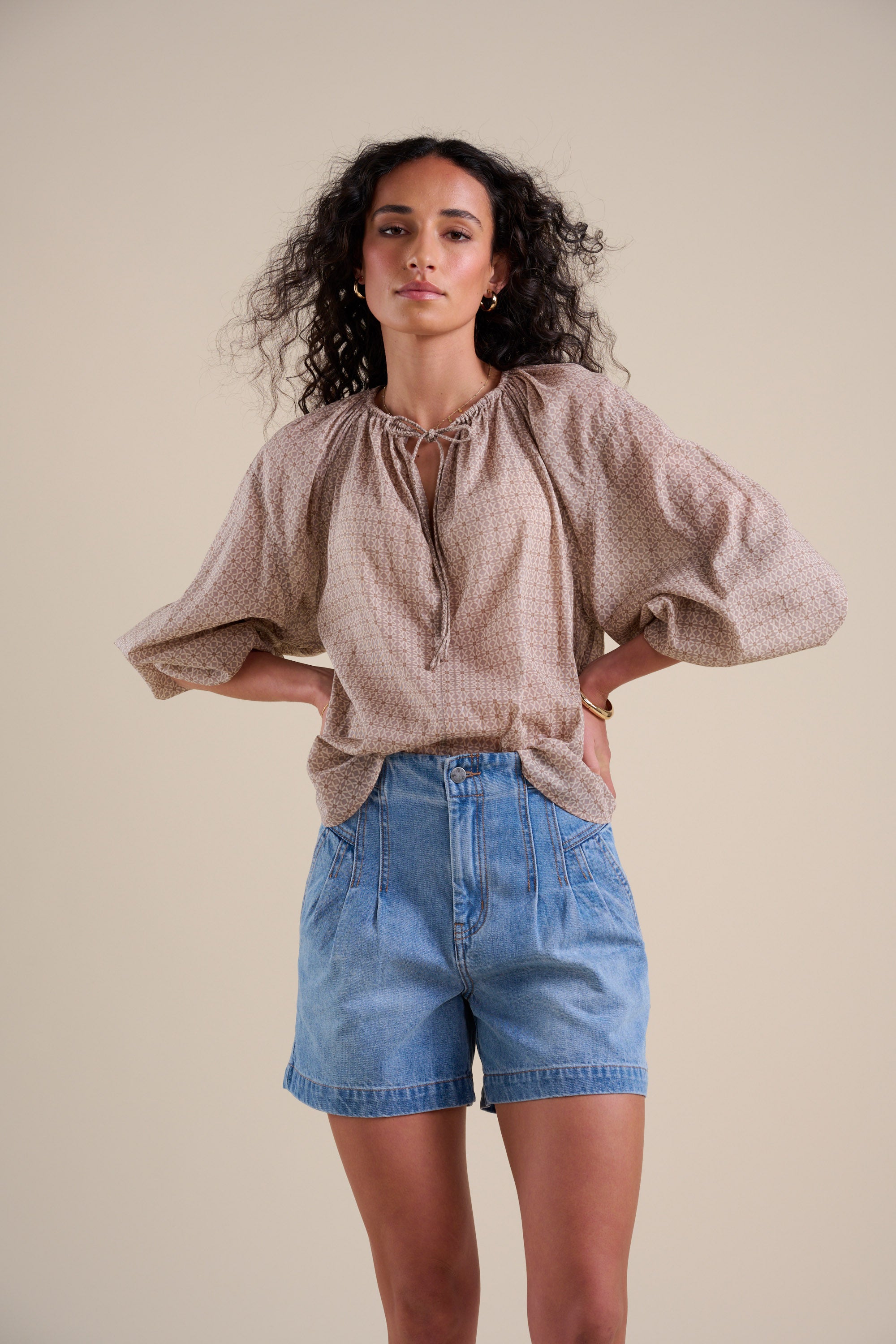 Elementary Tie Neck Blouse