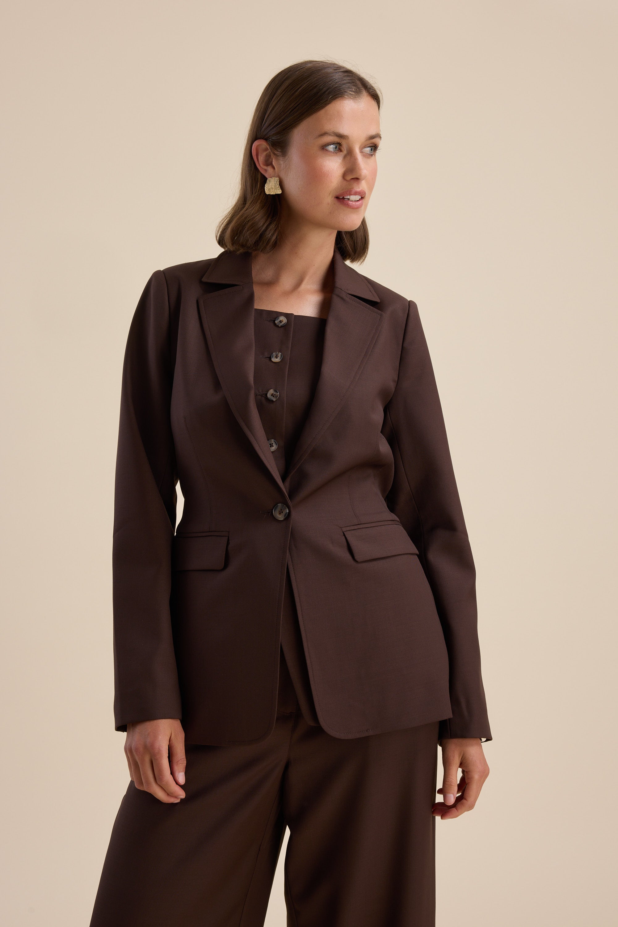 Shop The Tailored Wool Blend Blazer (Chocolate Chip) | Max
