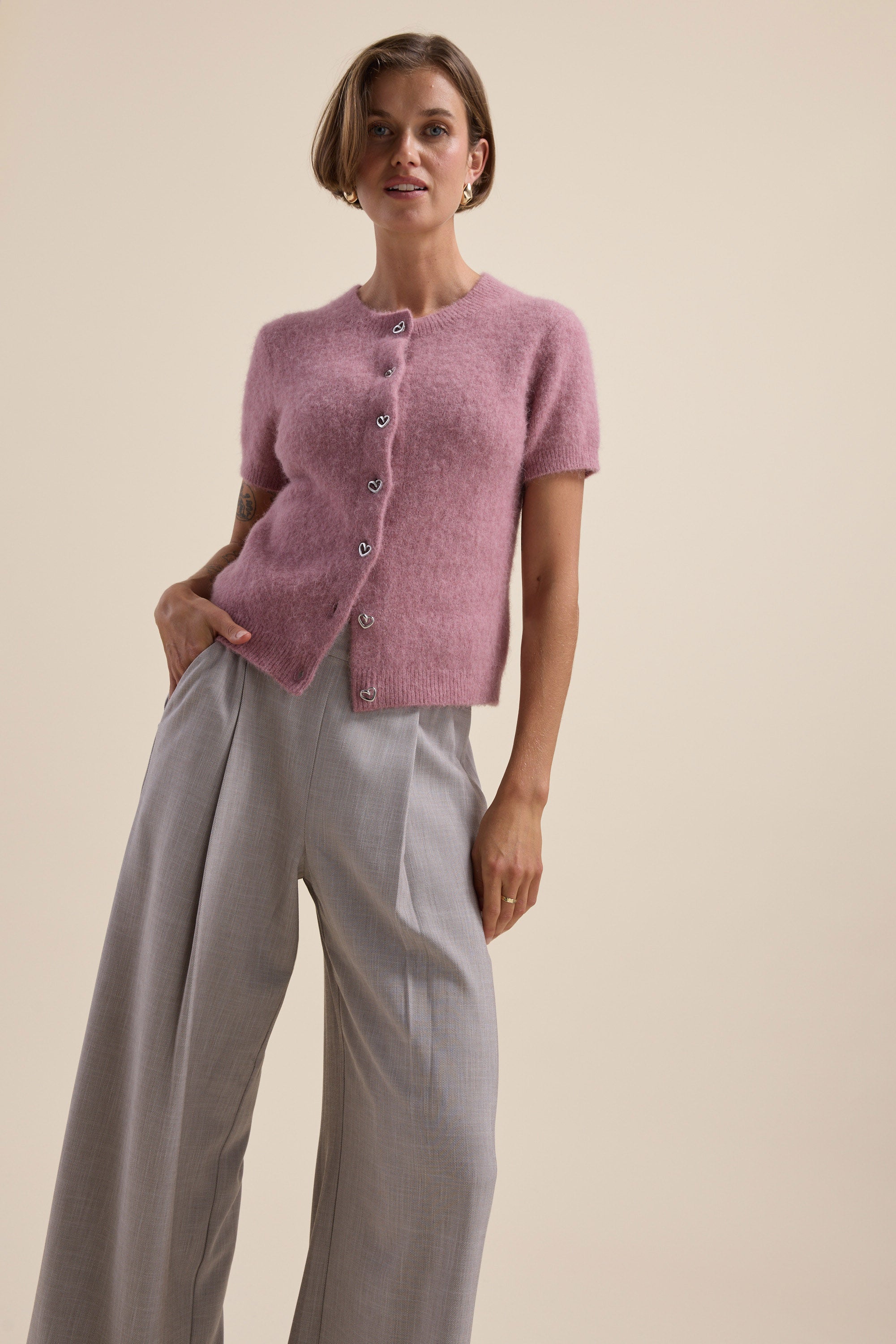 Shop Adelaide Luxe Whisper SS Cardi (Pink Bloom) | Max
