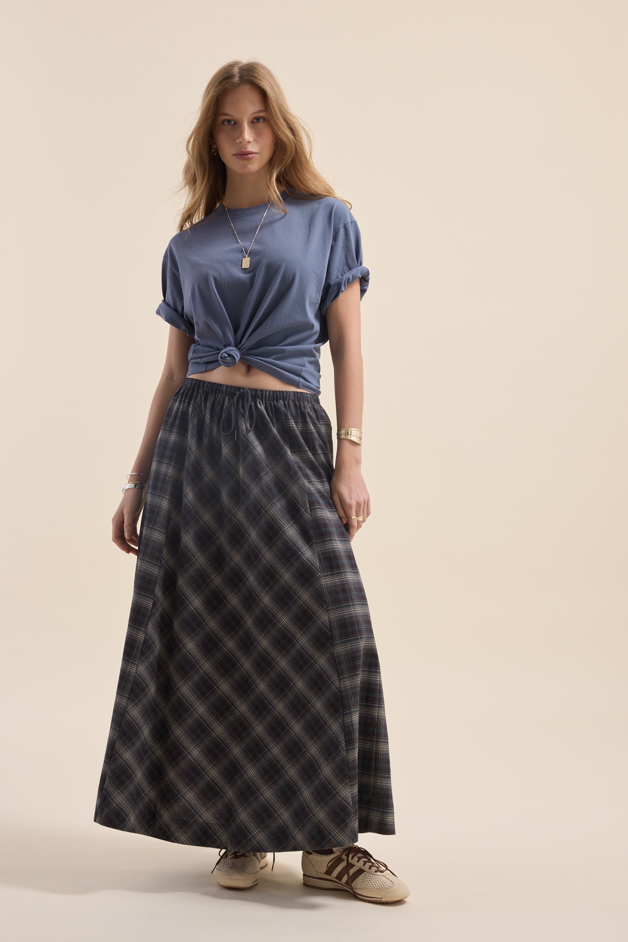 Shop Elementary Check Midi Skirt (Nottinghill Check) | Elementary