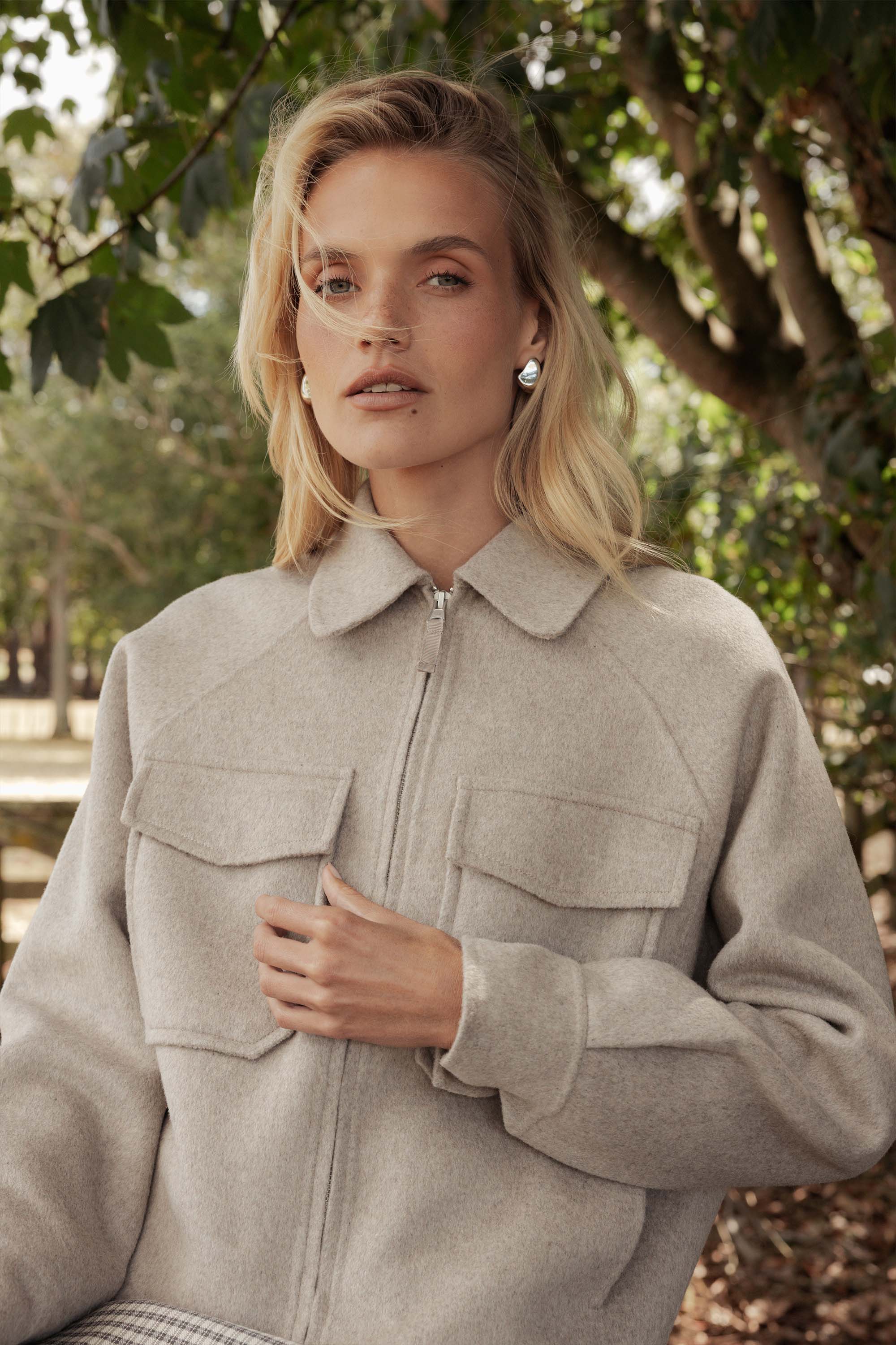 Shop The Zip Front Wool Blend Cropped Coat (Mink Marle) | Max