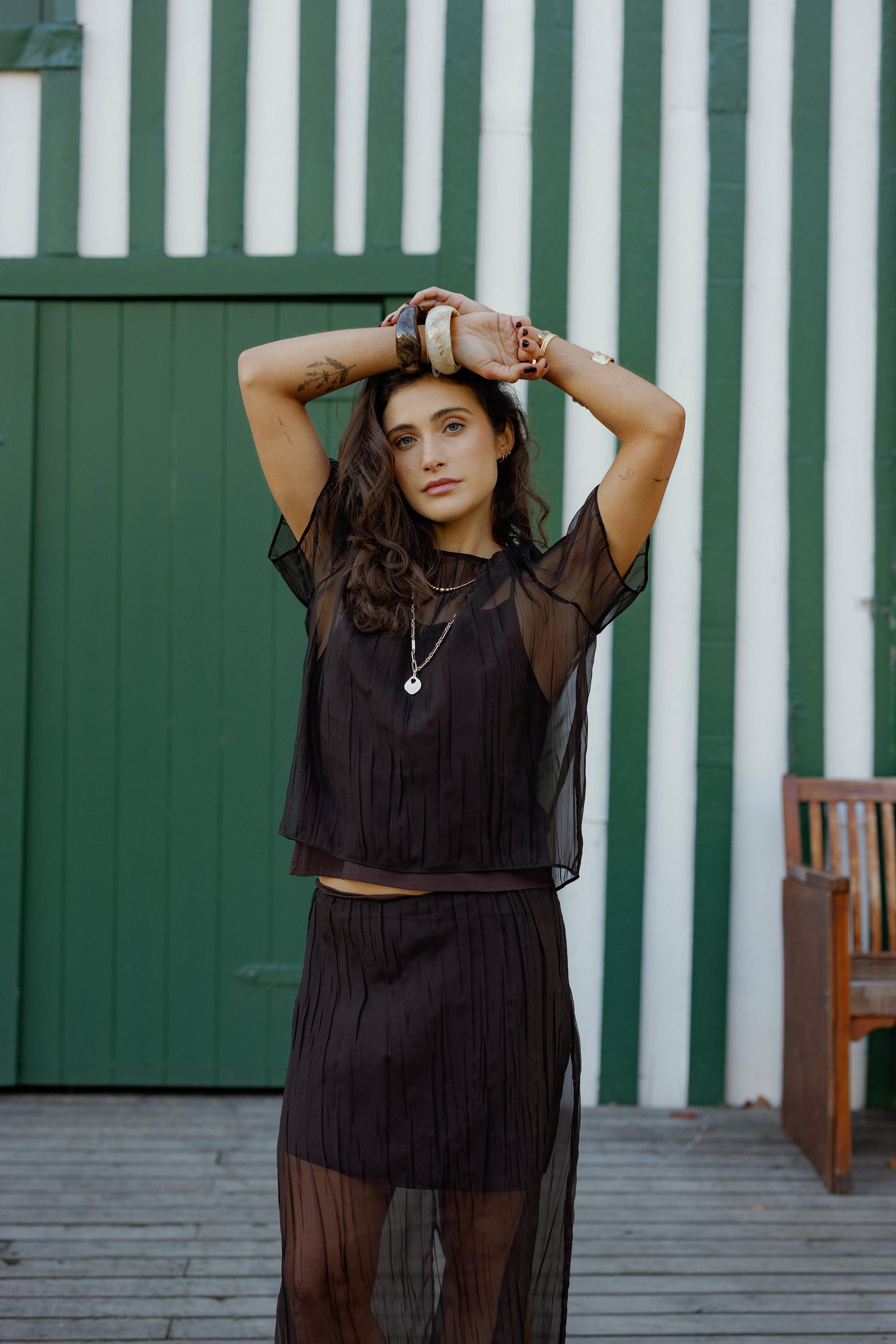 sheer over blouse　acka 新品 Shop Cass Sheer Top (Coffee Bean) | Max