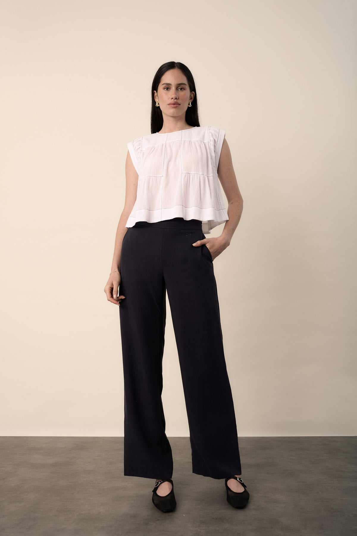 WIDE SIDE HIGH LEG PANT THE NIGHT IS NOIR