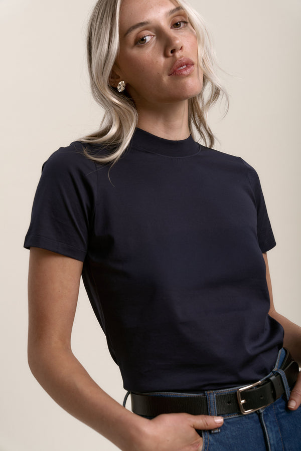 Erina High Neck Cotton Tee