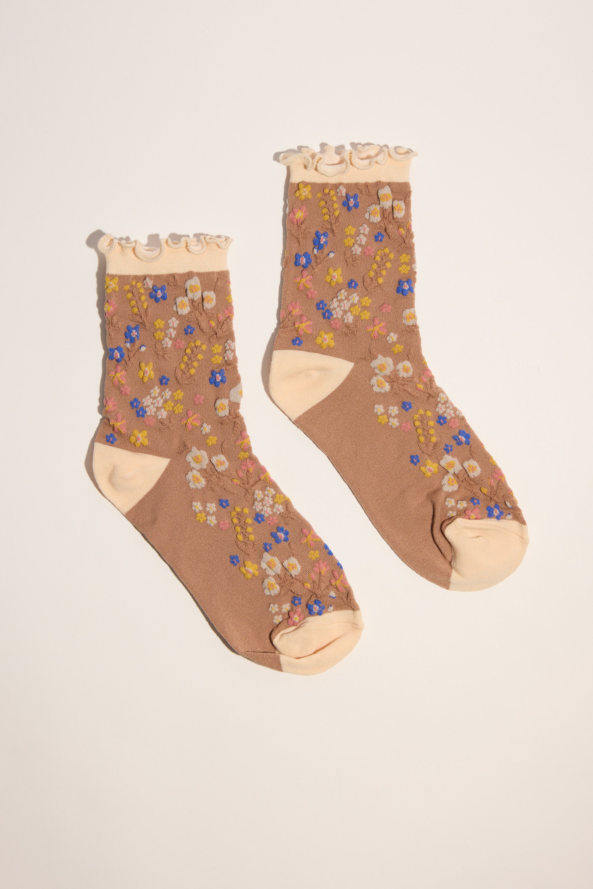Courtney Textured Floral Crew Socks