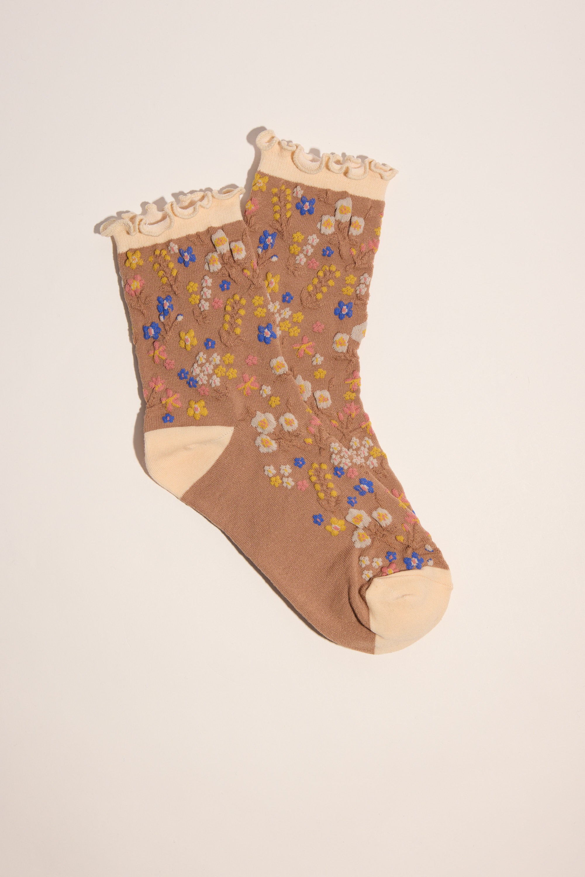 Courtney Textured Floral Crew Socks