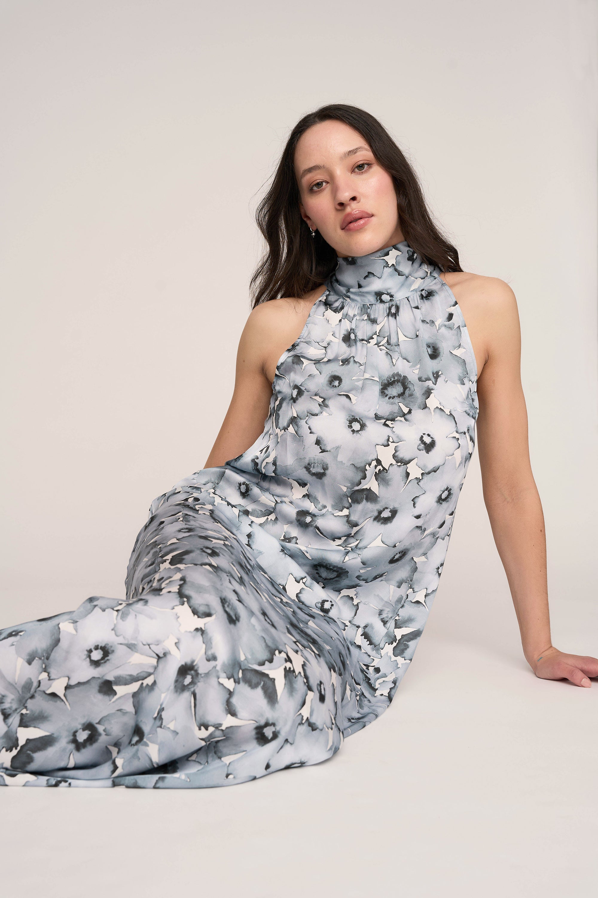 Shop Elizabeth Halter Neck Maxi Dress (Watercolour Floral) | Max