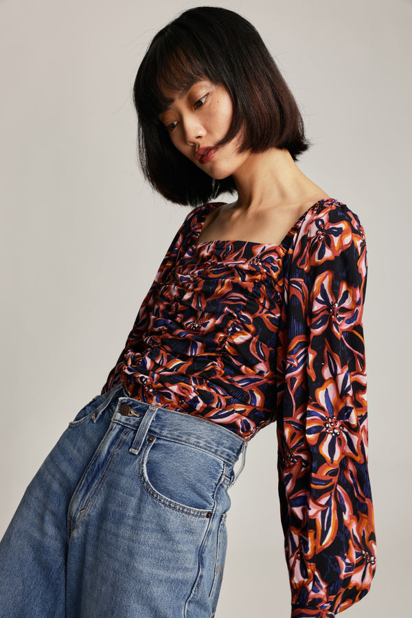 Violet Cropped Gather Detail Top