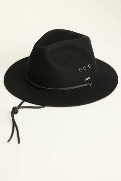 Brixton Wesley Felted Wool Fedora Sz M Unisex Relax Brim Leather Trim Black NWT Unisex Wesley Fedora in Black – Brixton main image 4