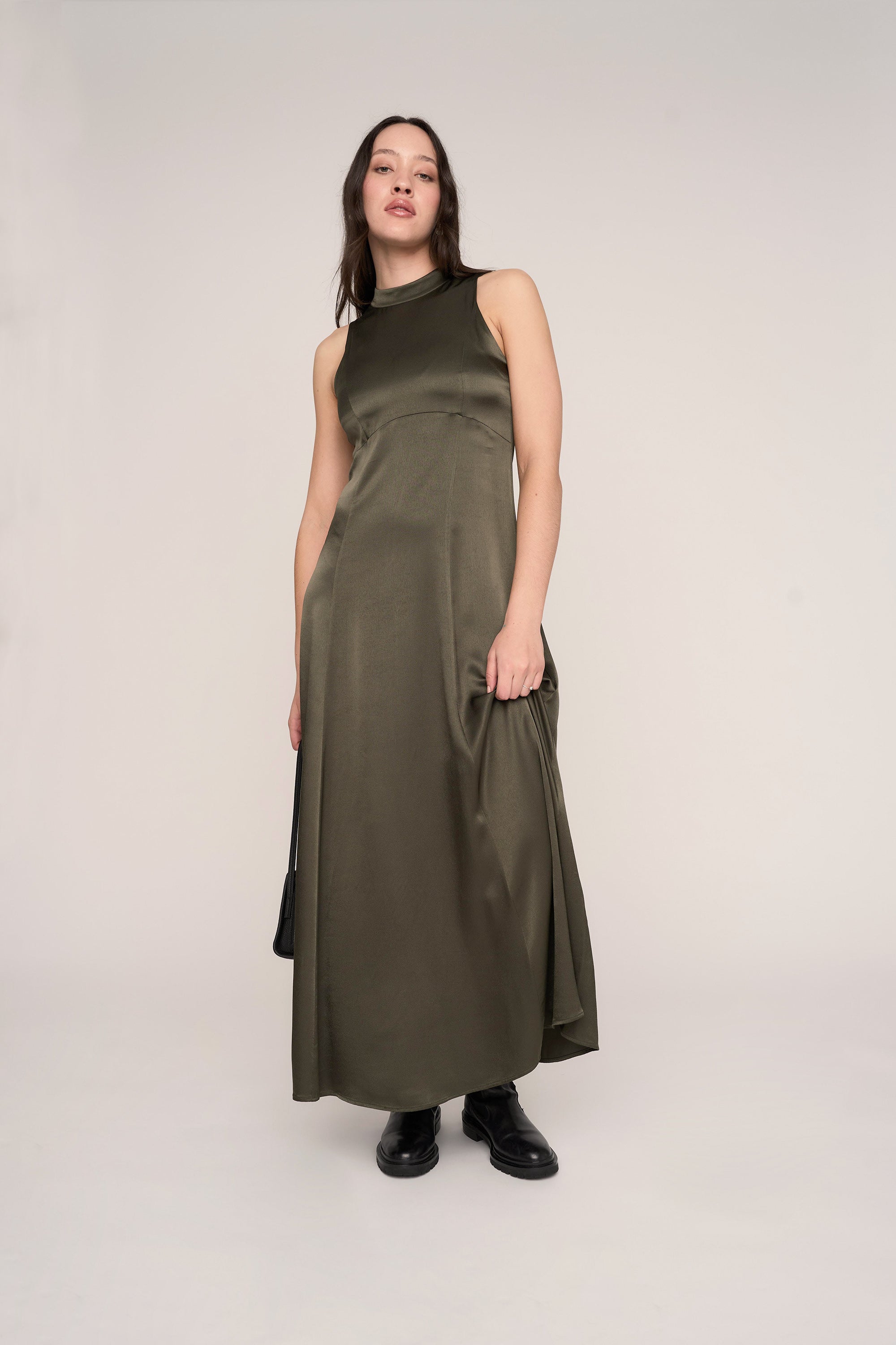 Shop Quinn High Neck Dress (Evergreen)