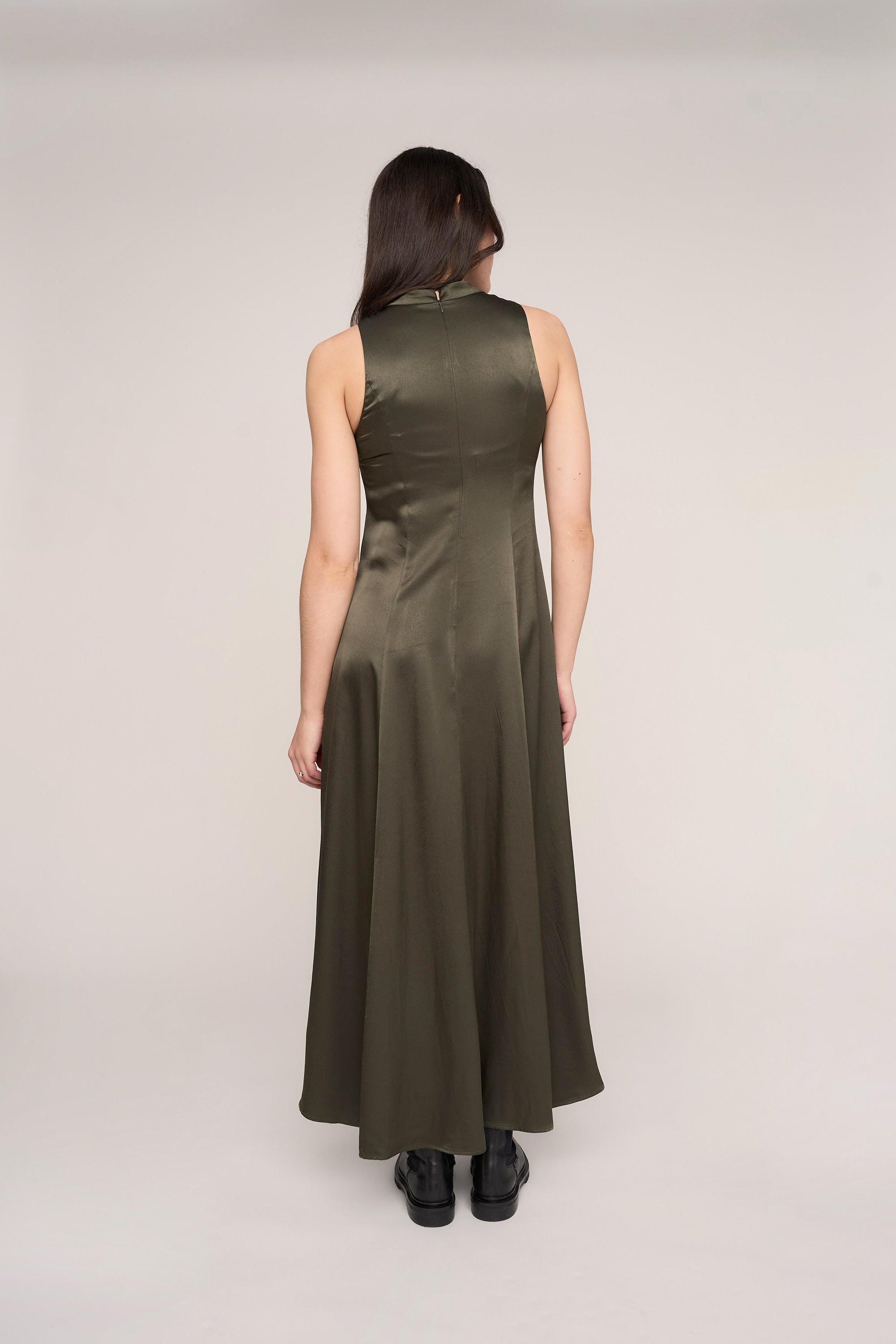 strapless open back dress Shop Quinn High Neck Dress (Evergreen)