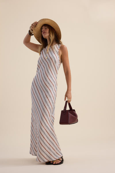 Shop Elementary Maui Striped Maxi Dress (Multi Stripe)