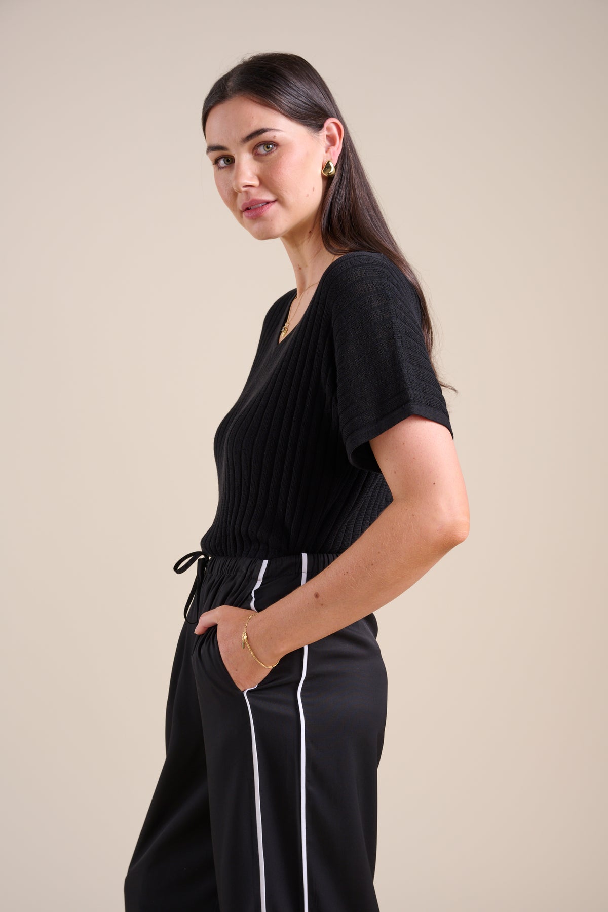 Shop The V Neck Knitted Top (Black) | Max