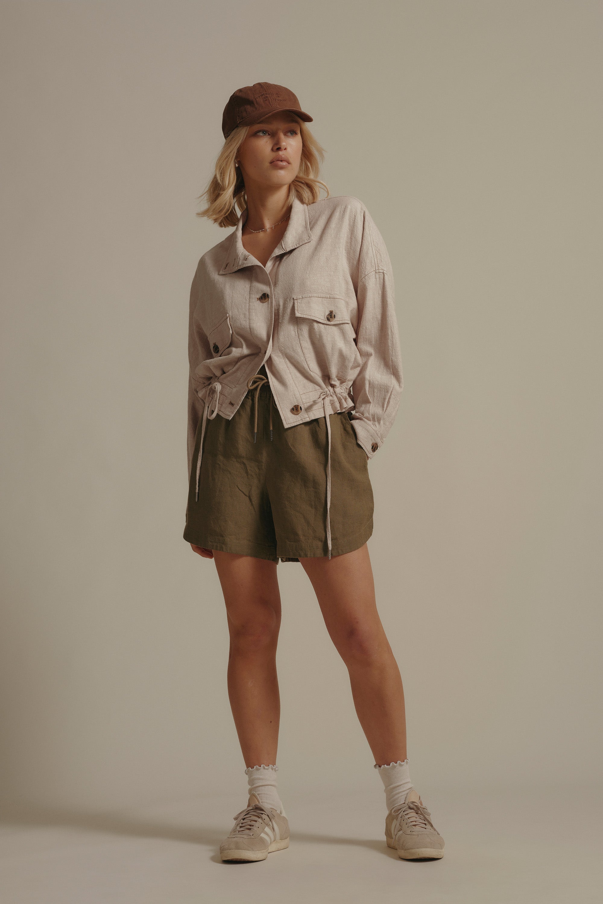 Shop Sebastian Linen Short (Army Green) | Elementary – Max