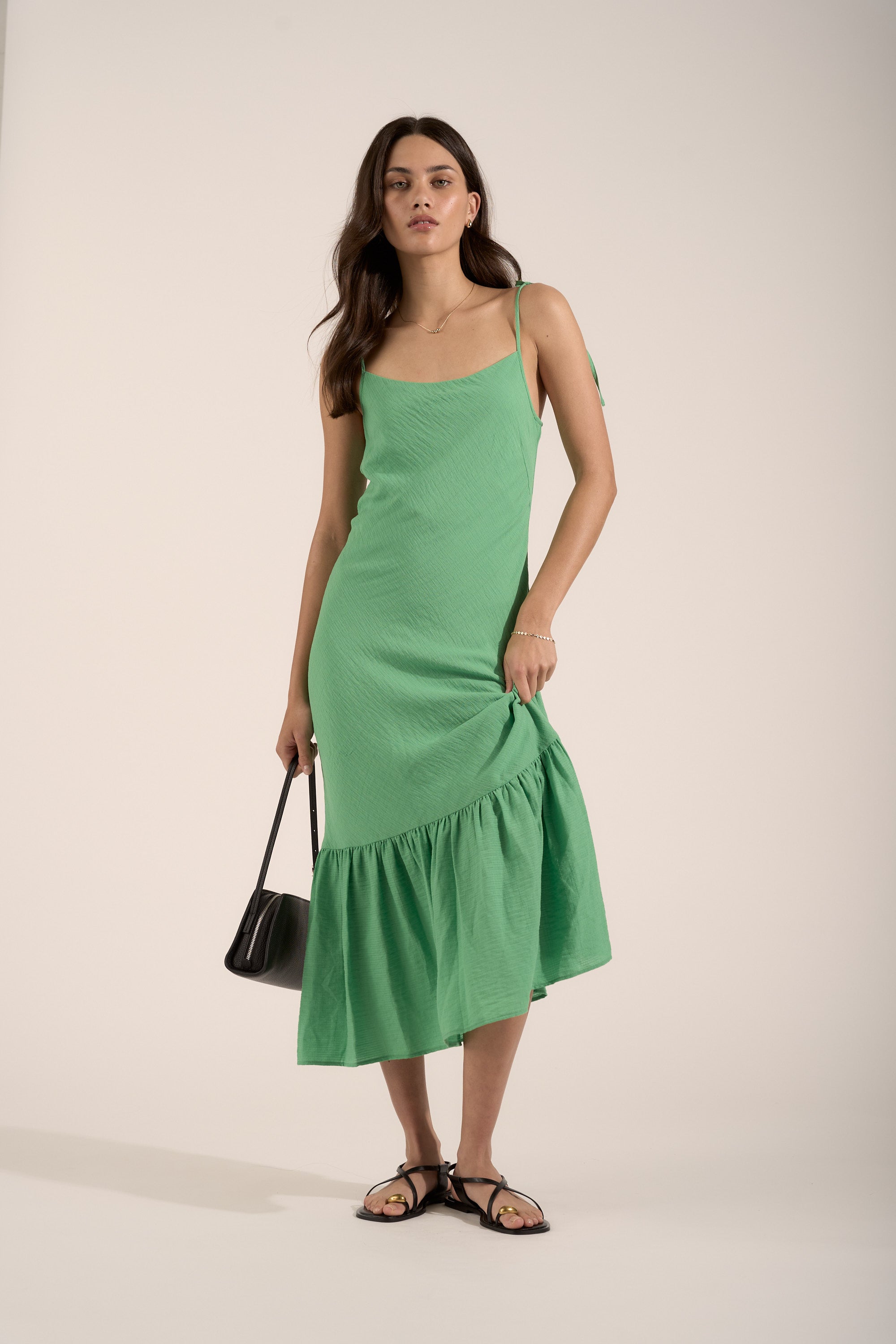Shop Polly Frill Hem Dress (Kelly Green)