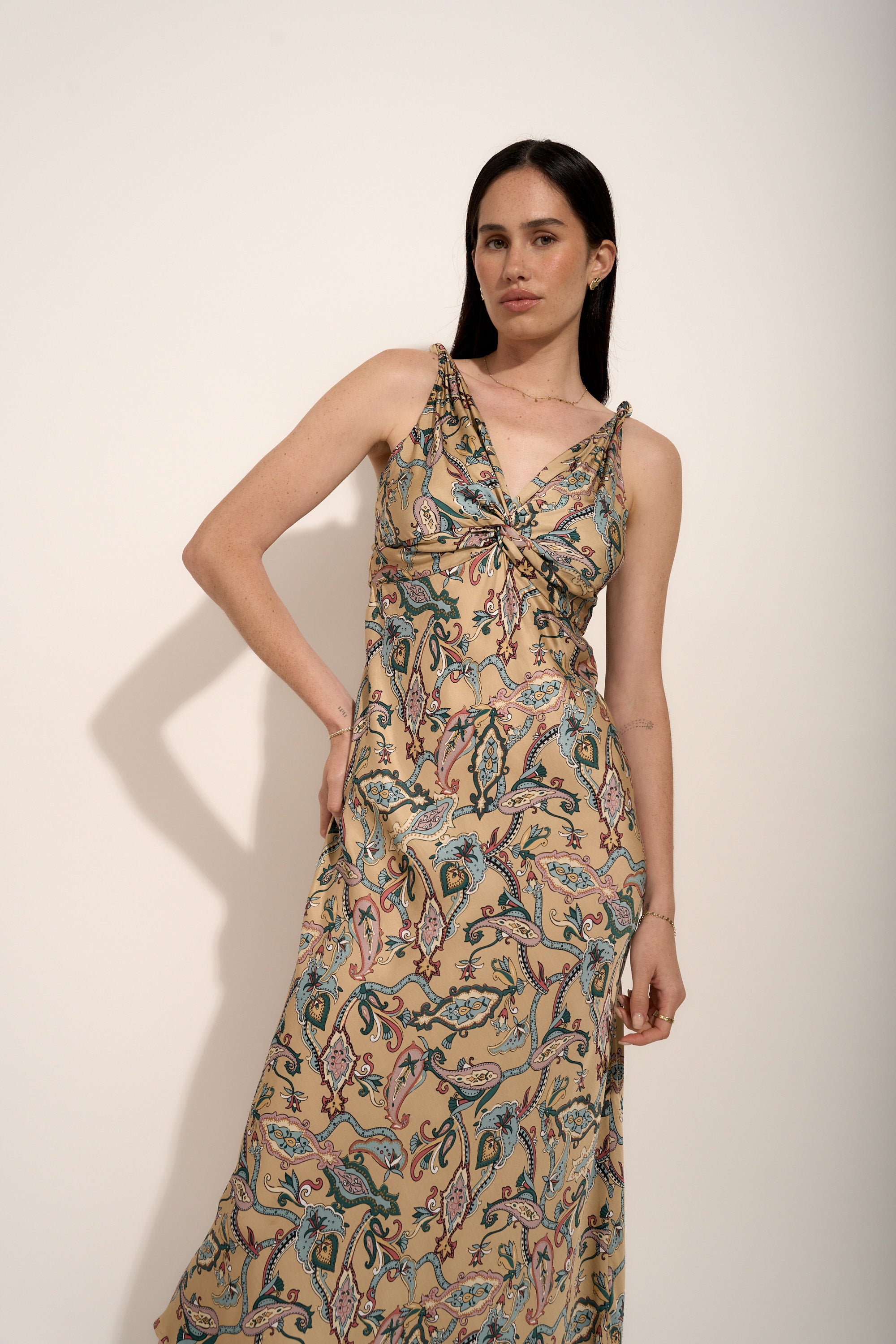 Shop Gabi Twist Detail Dress (Golden Paisley) | Max