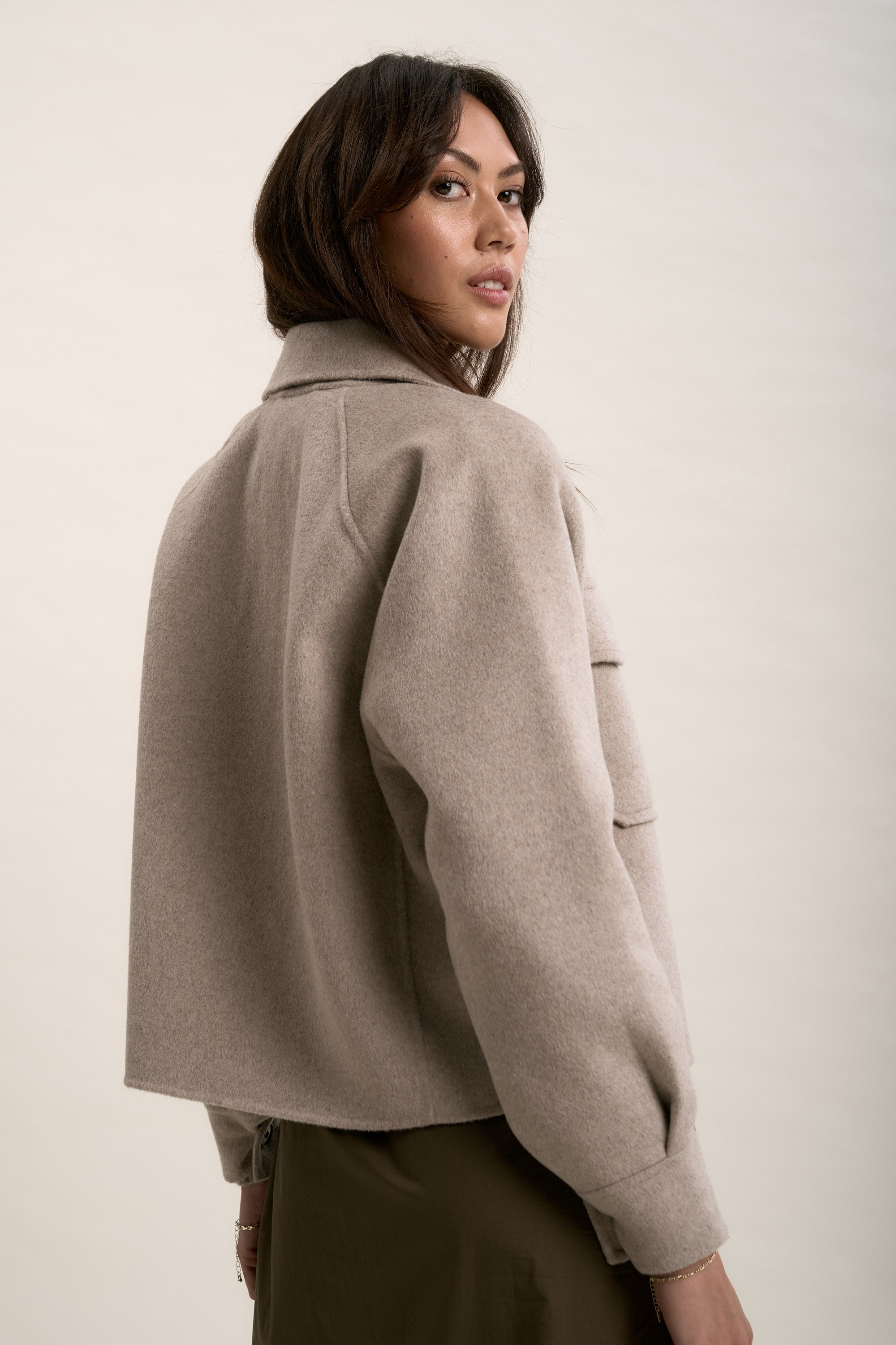 Shop The Zip Front Wool Blend Cropped Coat (Mink Marle) | Max