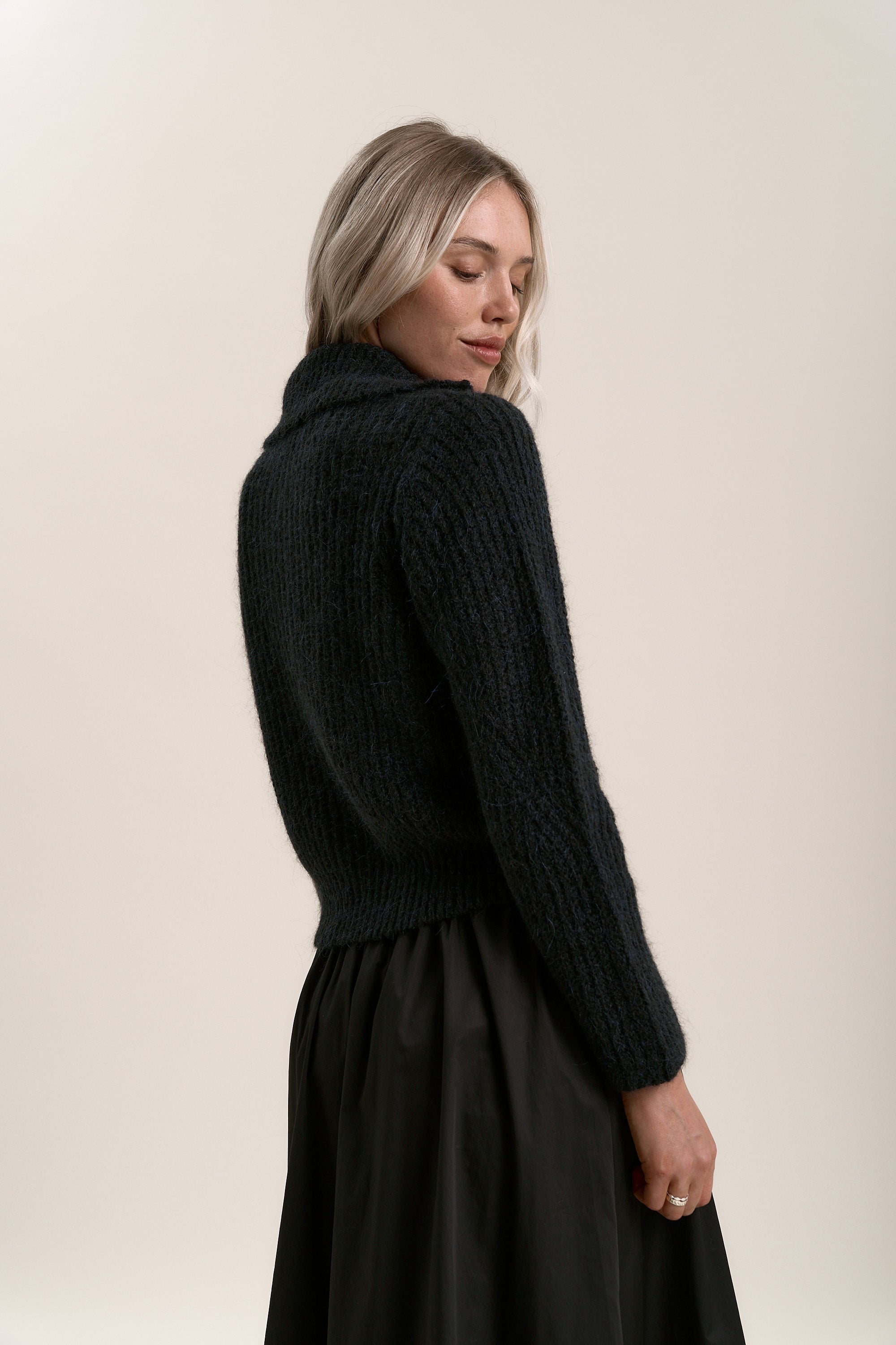 Shop Winona Collared Sweater (Blue/Black Marle) | Max