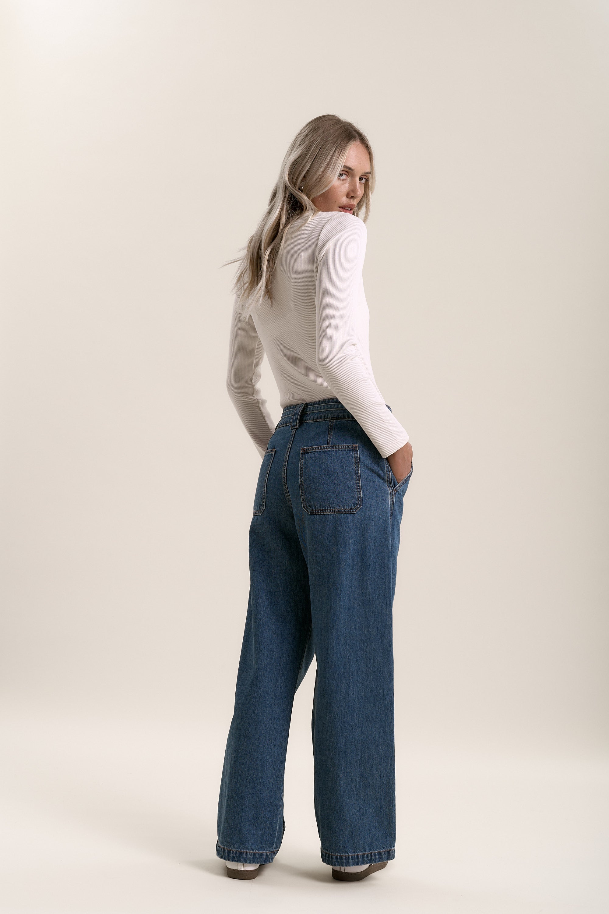 Shop Hannah Tie Waist Jeans (Mid Wash) Max
