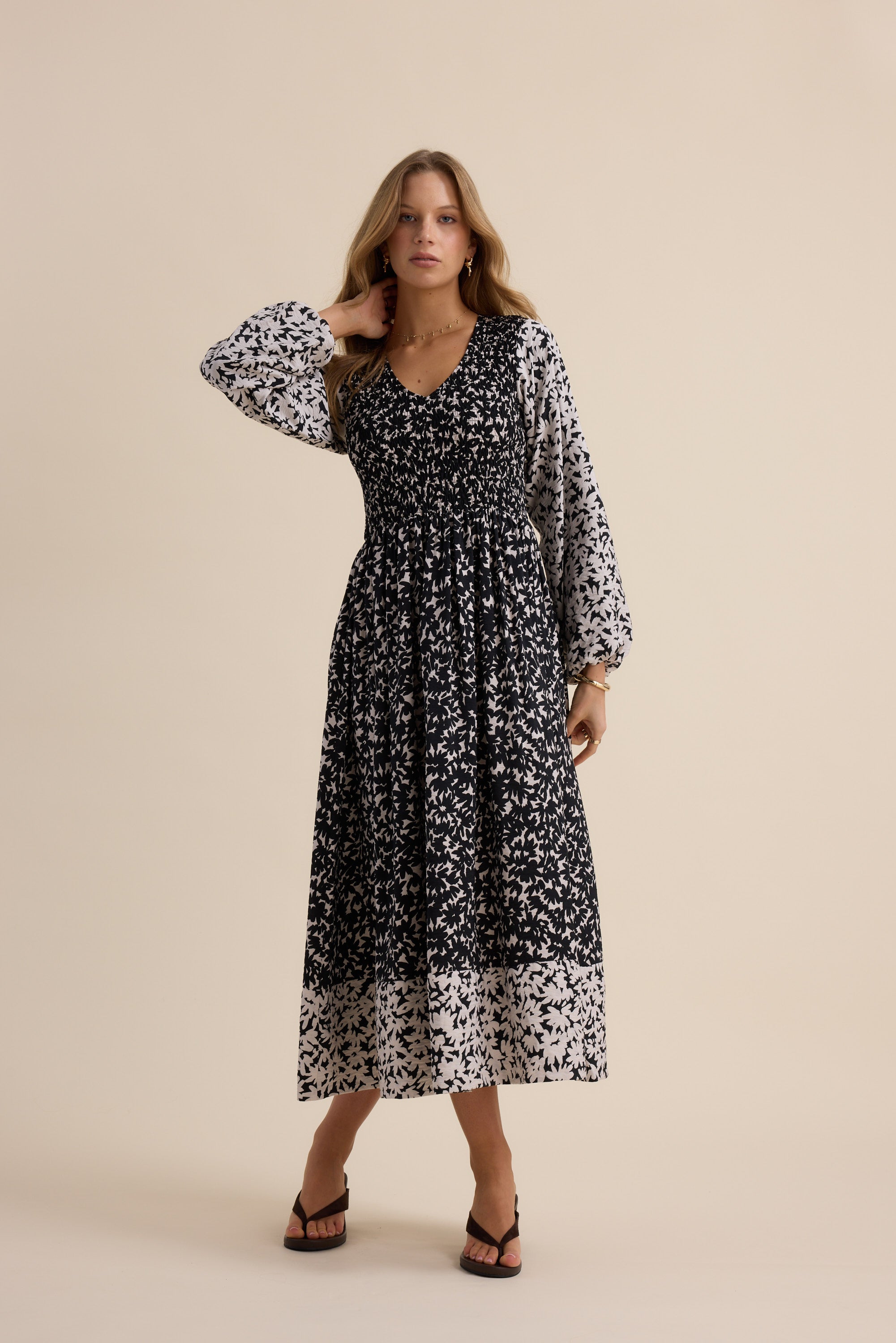 Shop Camille Shirred Bodice Dress (Mixed Mono) | Max