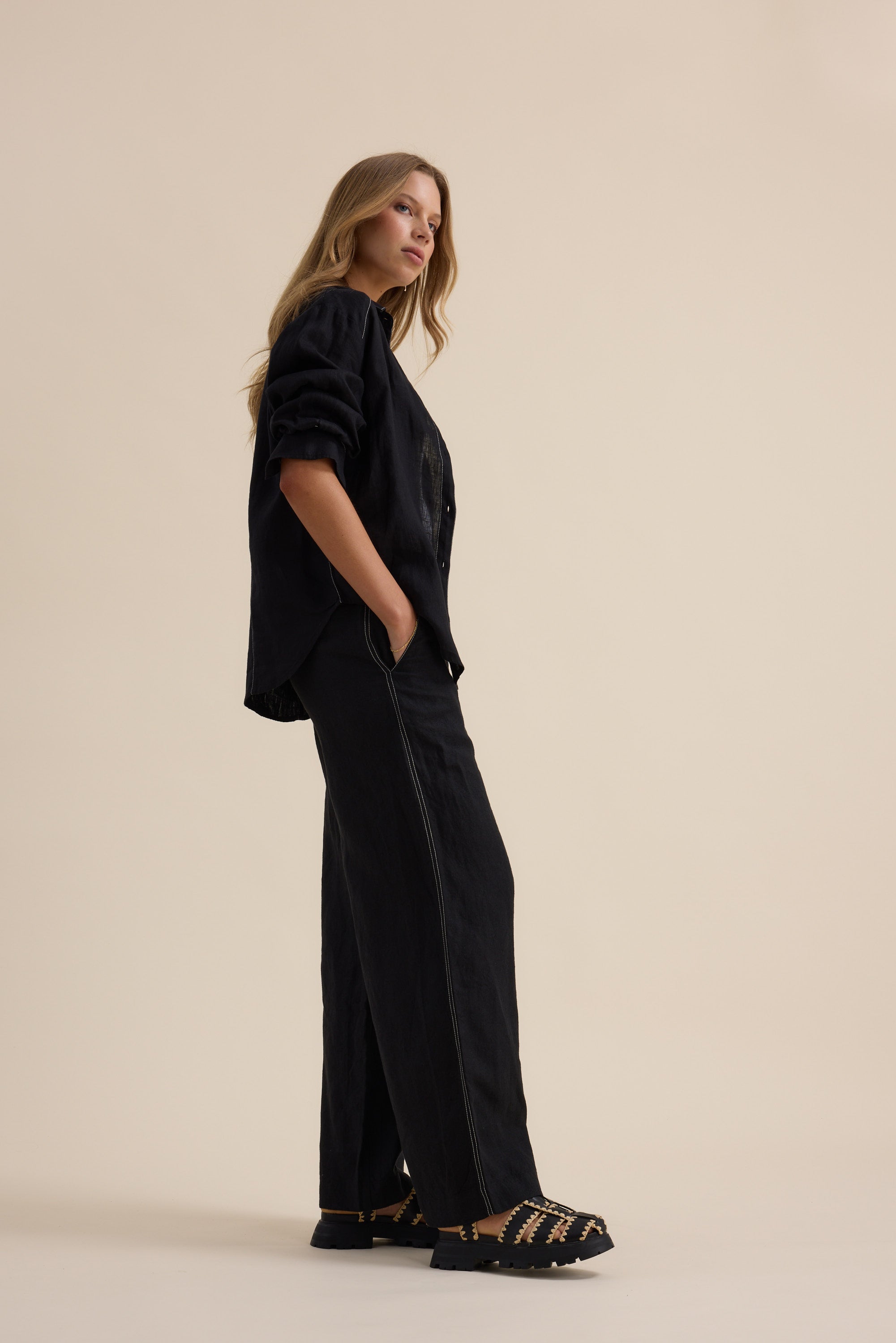 The Contrast Stitch Linen Shirt