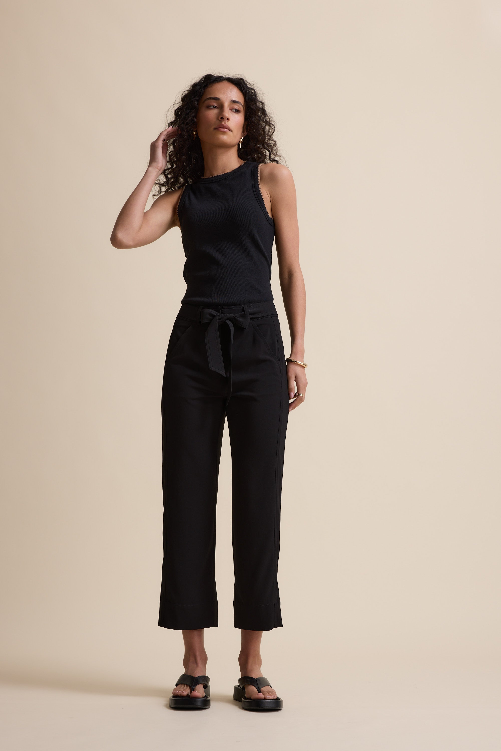 Shop The Easy Care Belted Pant (Black) | Max