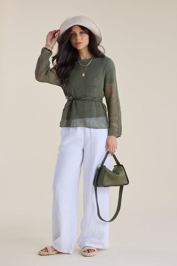 Elementary Linen Mesh Knit Sweater
