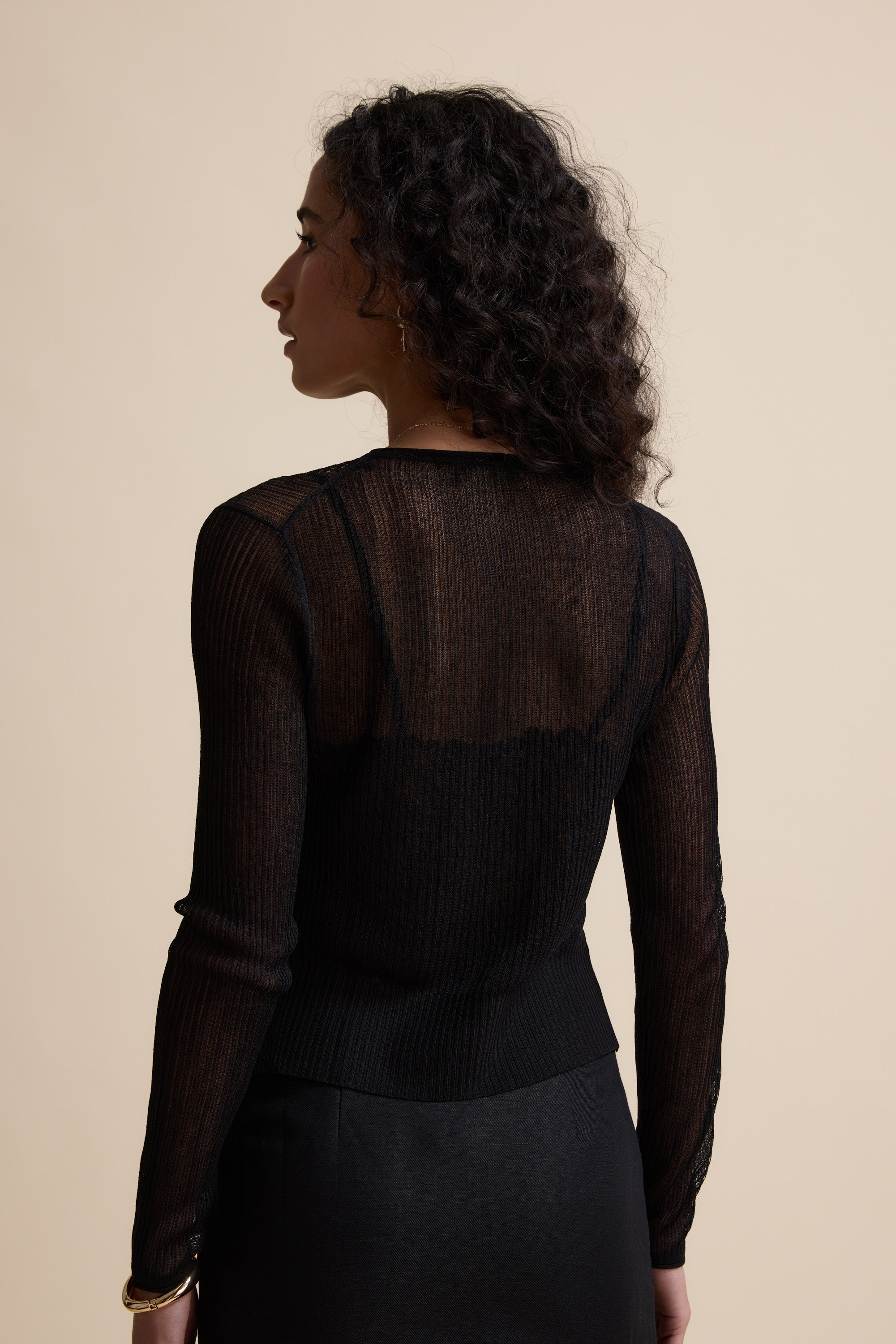 Shop Eden Sheer Knit Cardi (Black) | Max