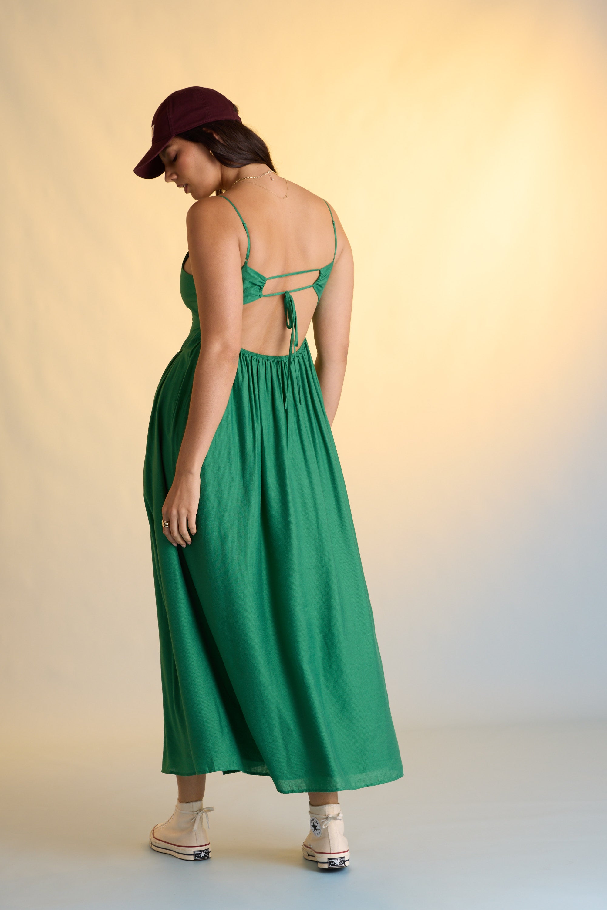 Shop Kennedy Tie Detail Dress (Emerald)