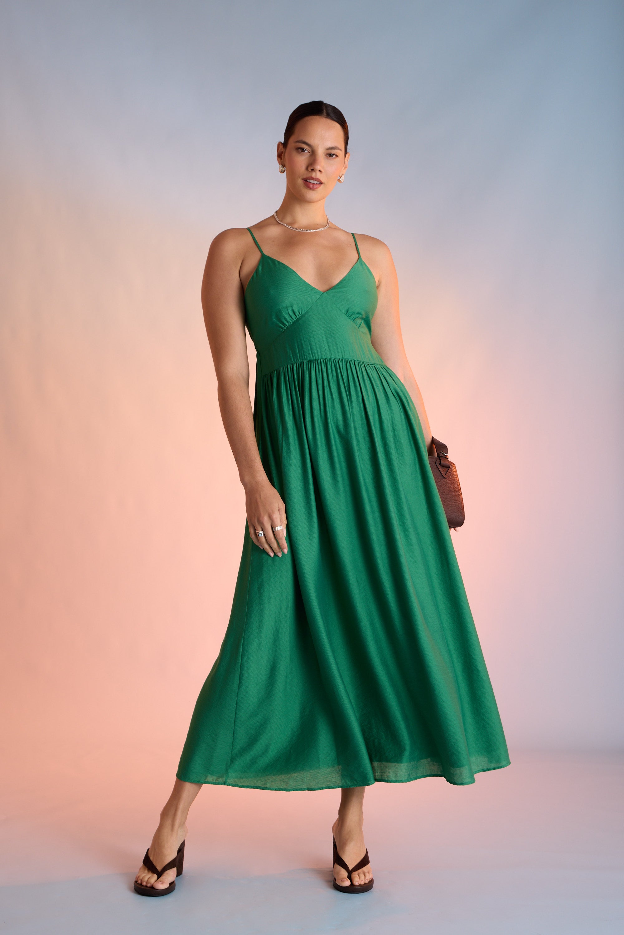 Shop Kennedy Tie Detail Dress (Emerald) | Max