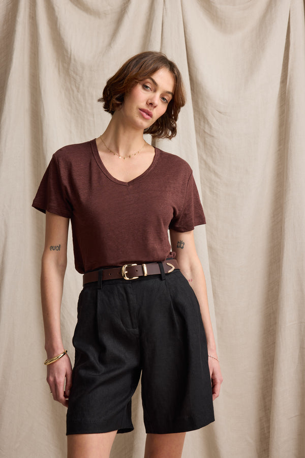 Elementary Linen V Neck Tee