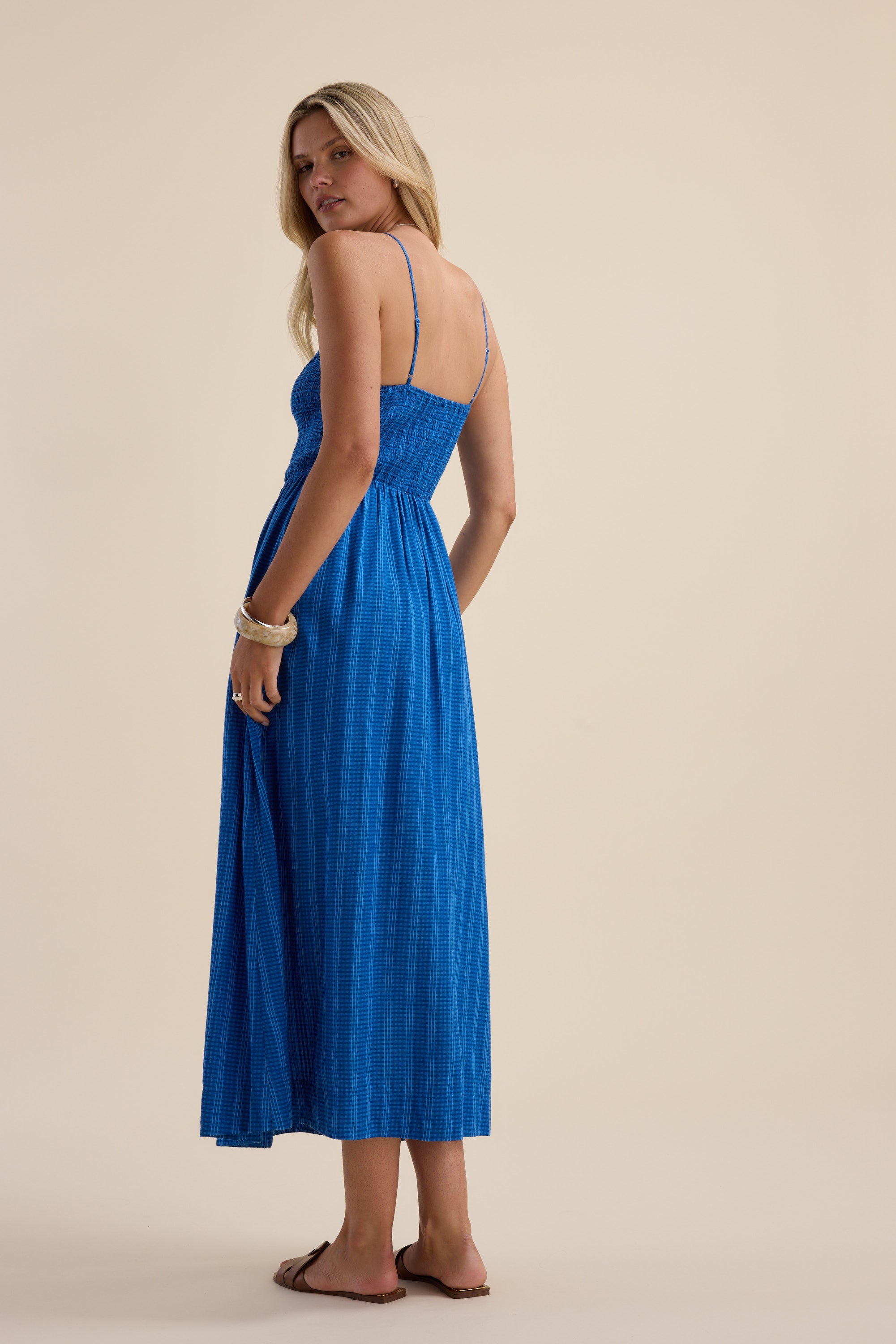Shop Vivienne Halter Dress (Tropic Blue Stripe) | Max