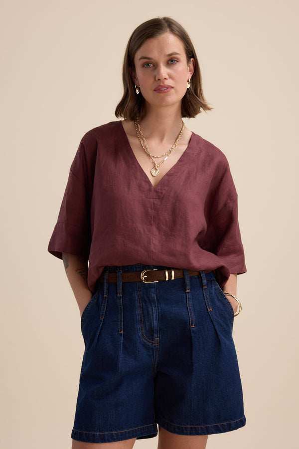 Elementary Oversized V Neck Top