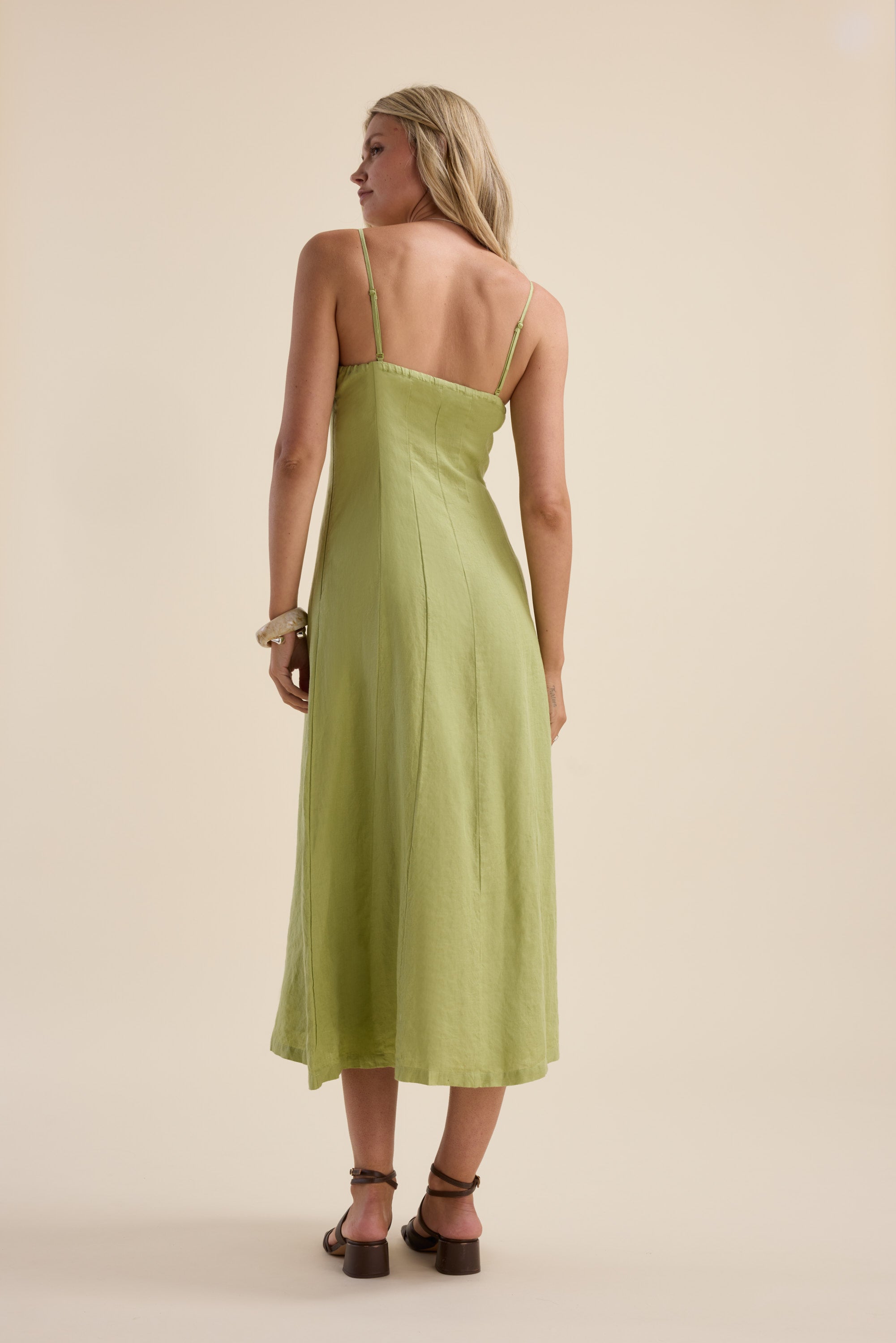 Shop The Linen Studio Strapless Dress (Apple Green)