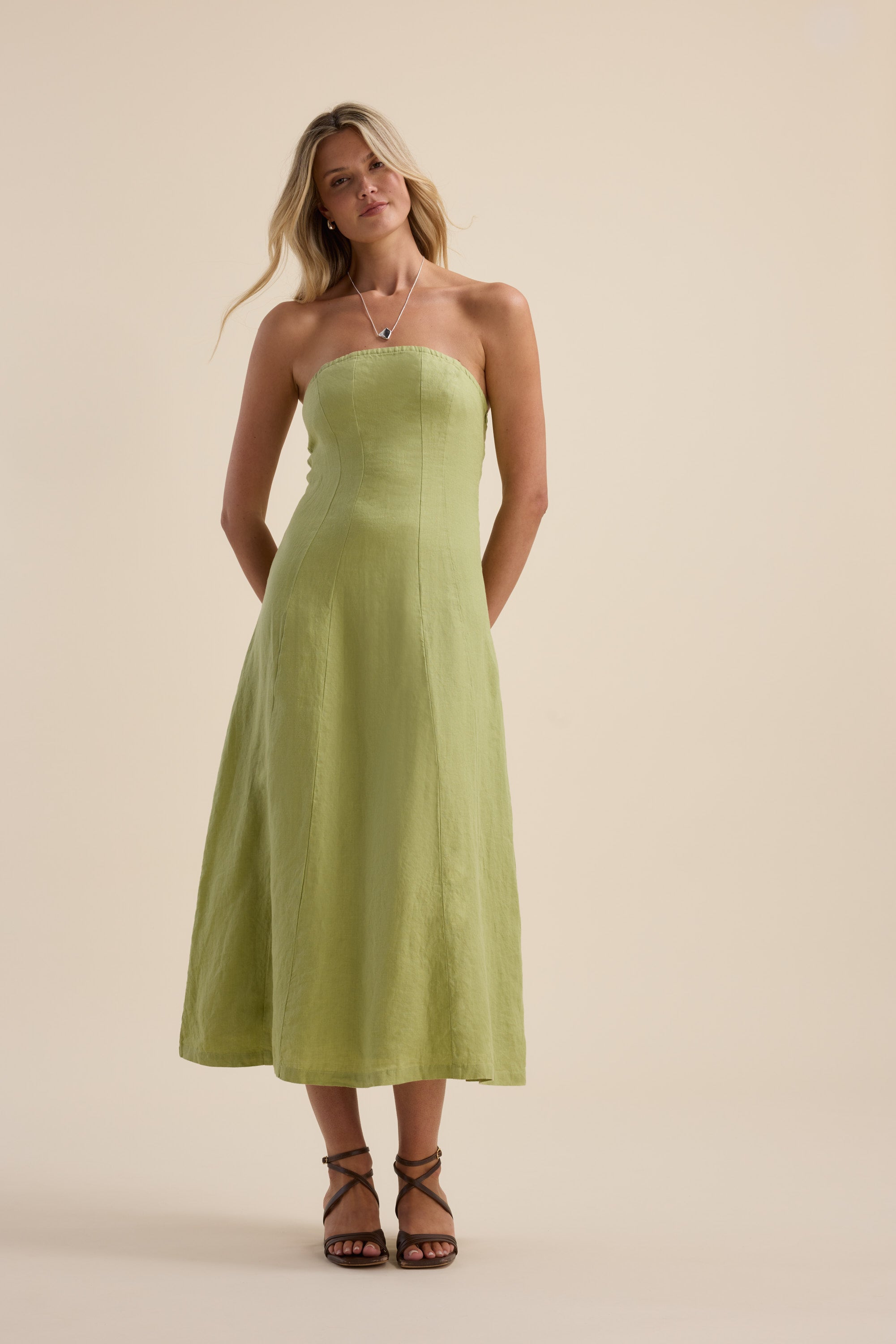 strapless dress nz Shop The Linen Studio (Apple Green) Size:4T/5T Maids to Measure Women's cute mini dress for party
