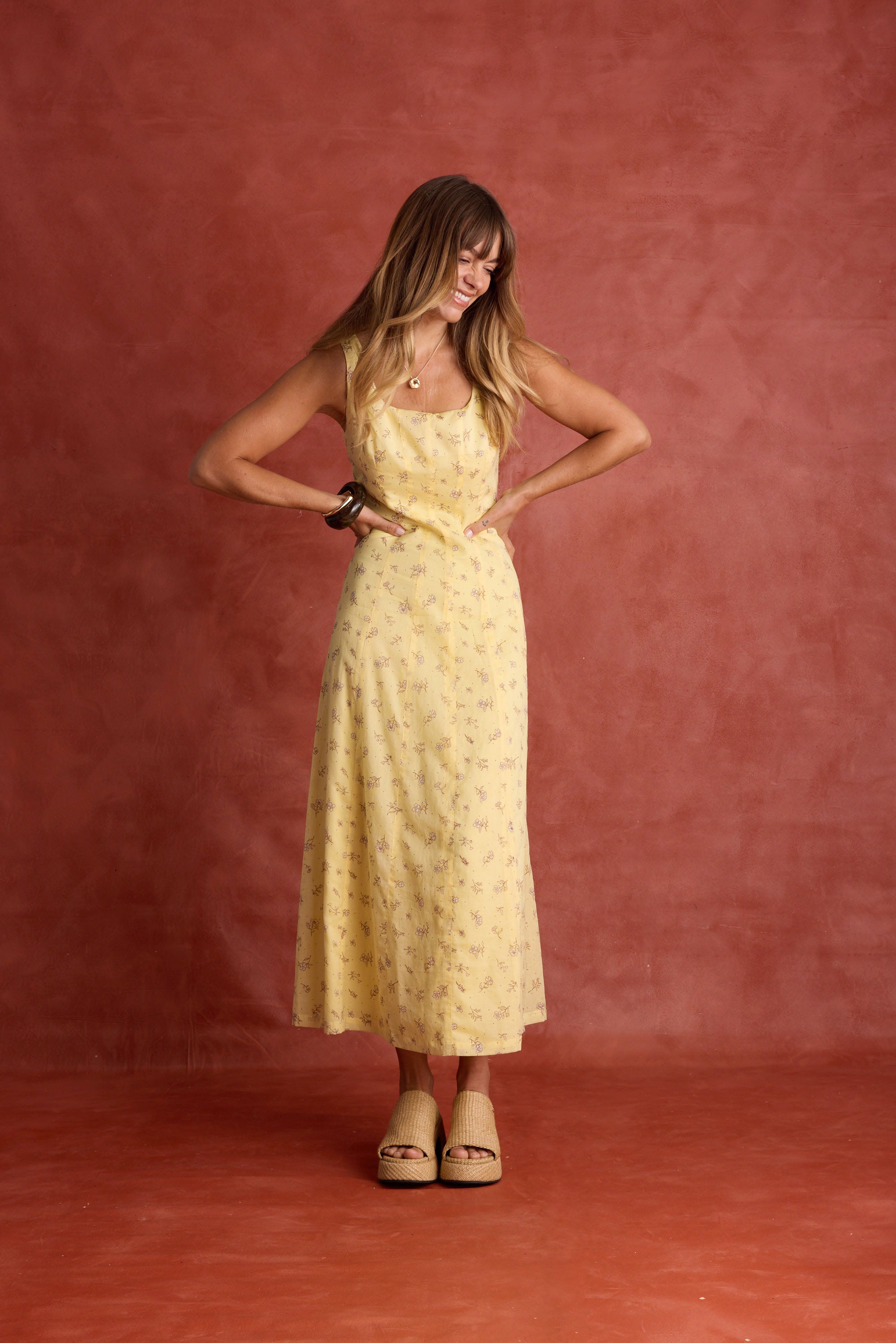 cece floral midi dress Shop Cece Panelled Midi Dress (Chamomile Floral)