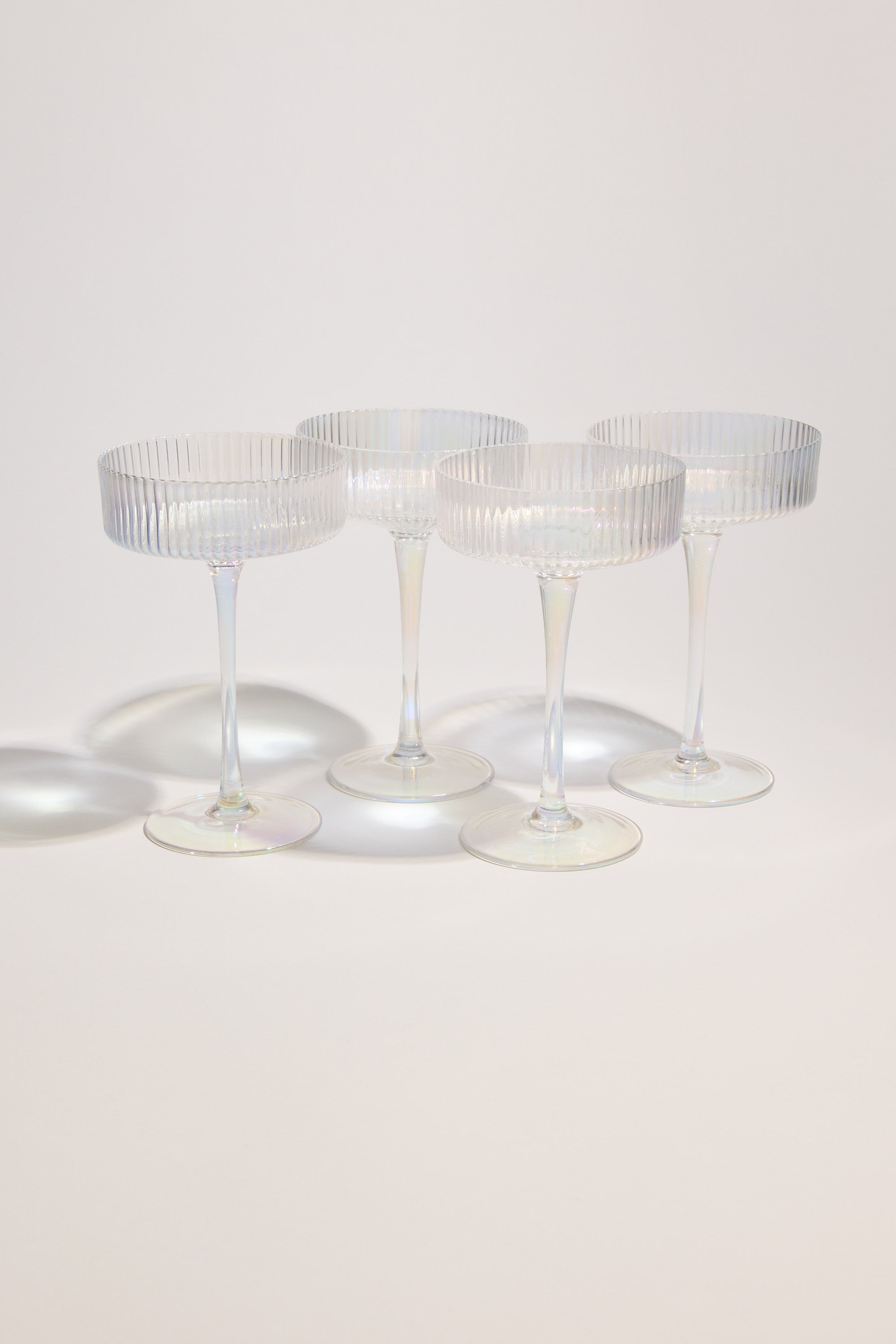 Homelab Iridescent Ribbed Cocktail Glass Set