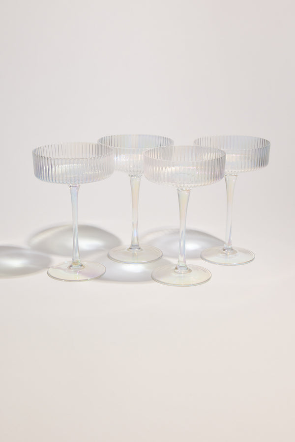 Homelab Iridescent Ribbed Cocktail Glass Set
