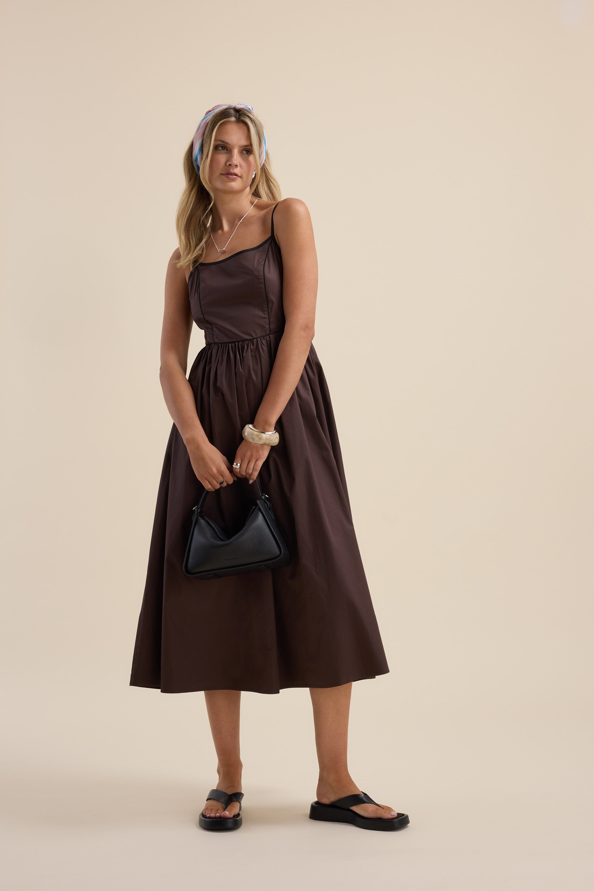 Shop The Contrast Detail Dress (Chocolate Chip/Black)