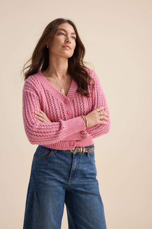 Sofia Popcorn Knit Cardigan