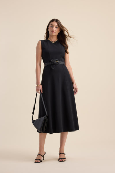 black midi dress nz Shop Elementary Sleeveless Midi Dress (Black)