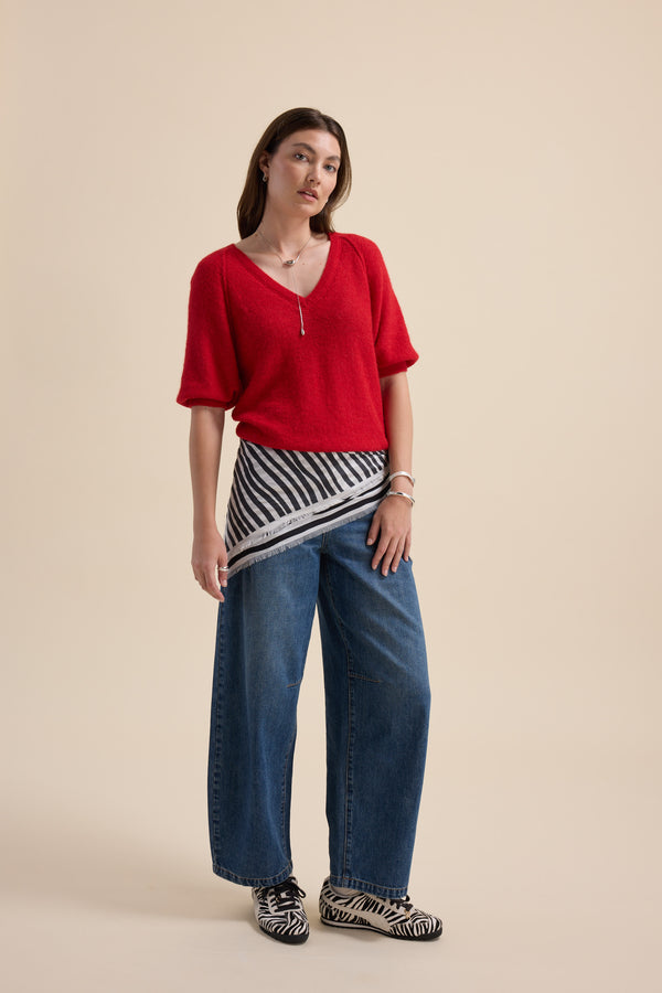 Ivy Knitted V Neck Tee