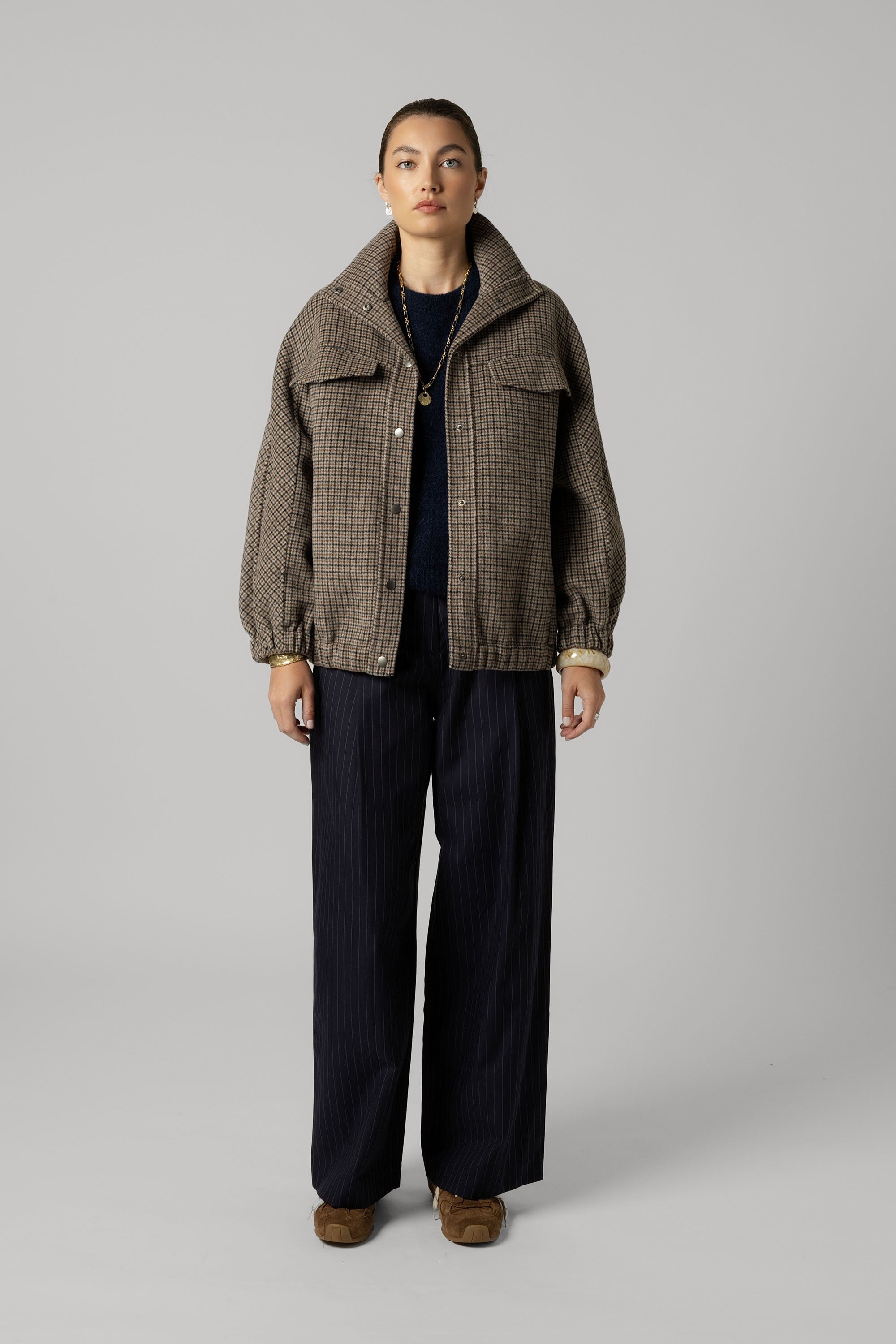 BONBOM×Ameri HOUNDSTOOTH GARTER JACKET James Wool Blend Coat – Smudj Clothing ジャケット・アウター