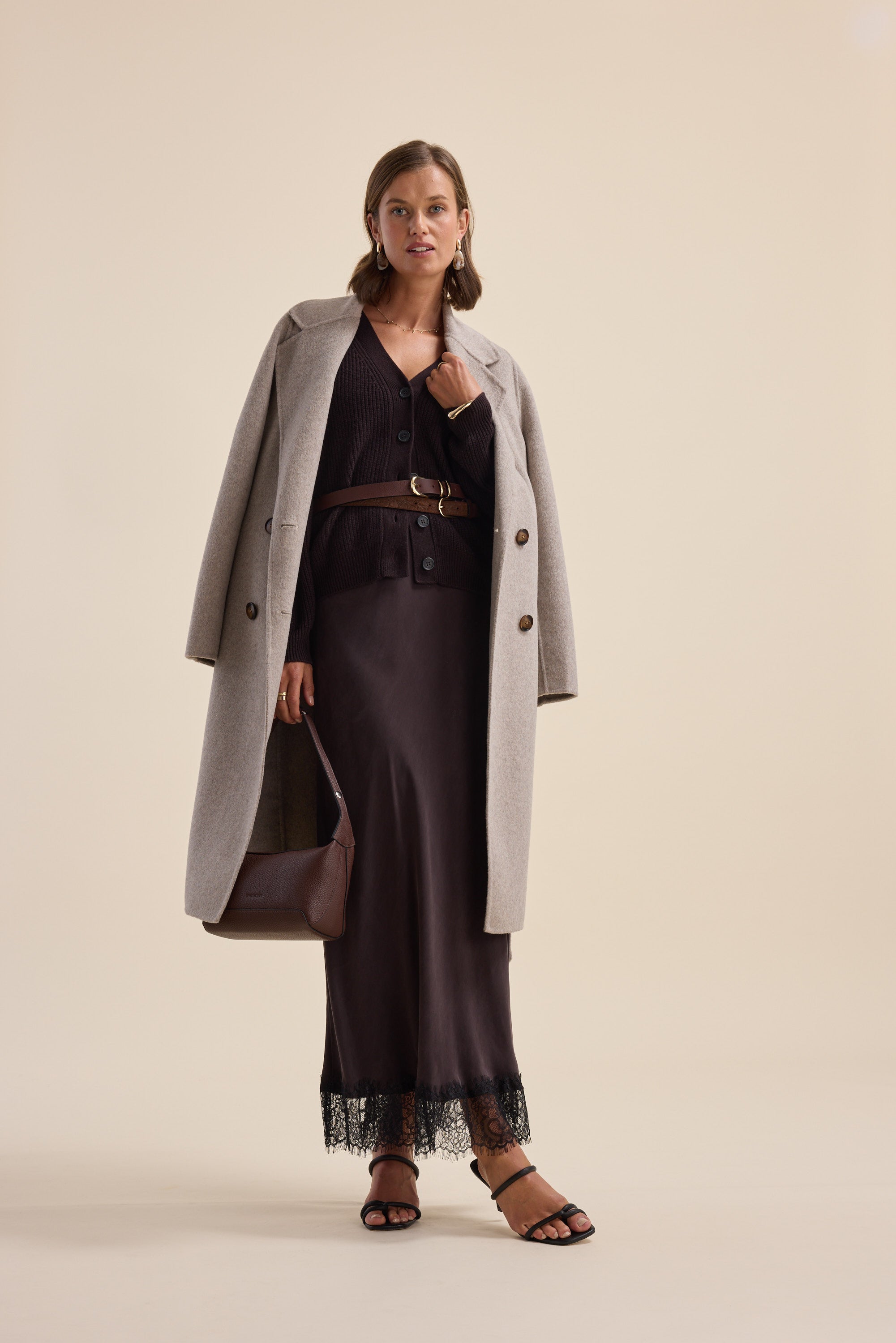 Shop Elementary Cashmere Blend Cardi (Black Forest)